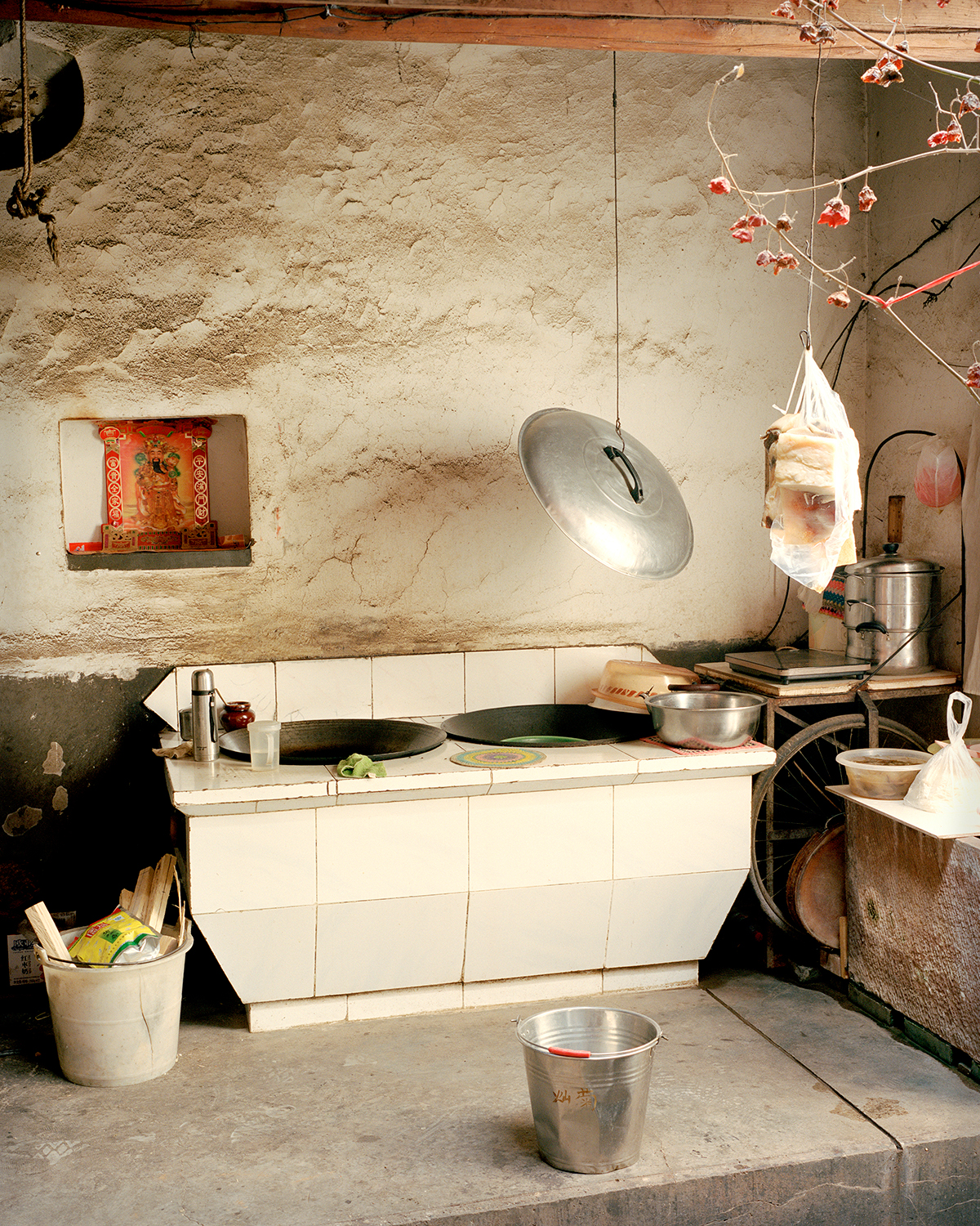 a well-lit rustic home kitchen scene