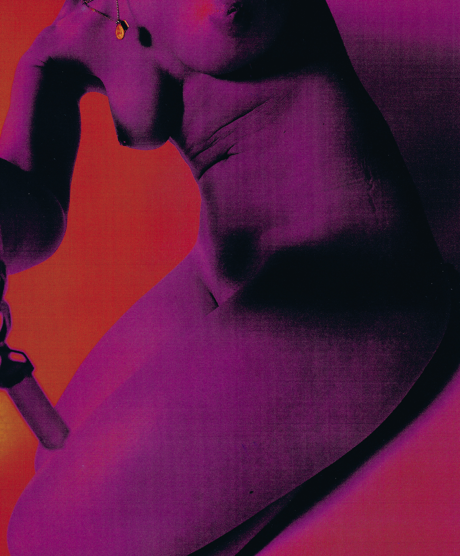 purple and red over-exposed image of a naked woman by lea colombo