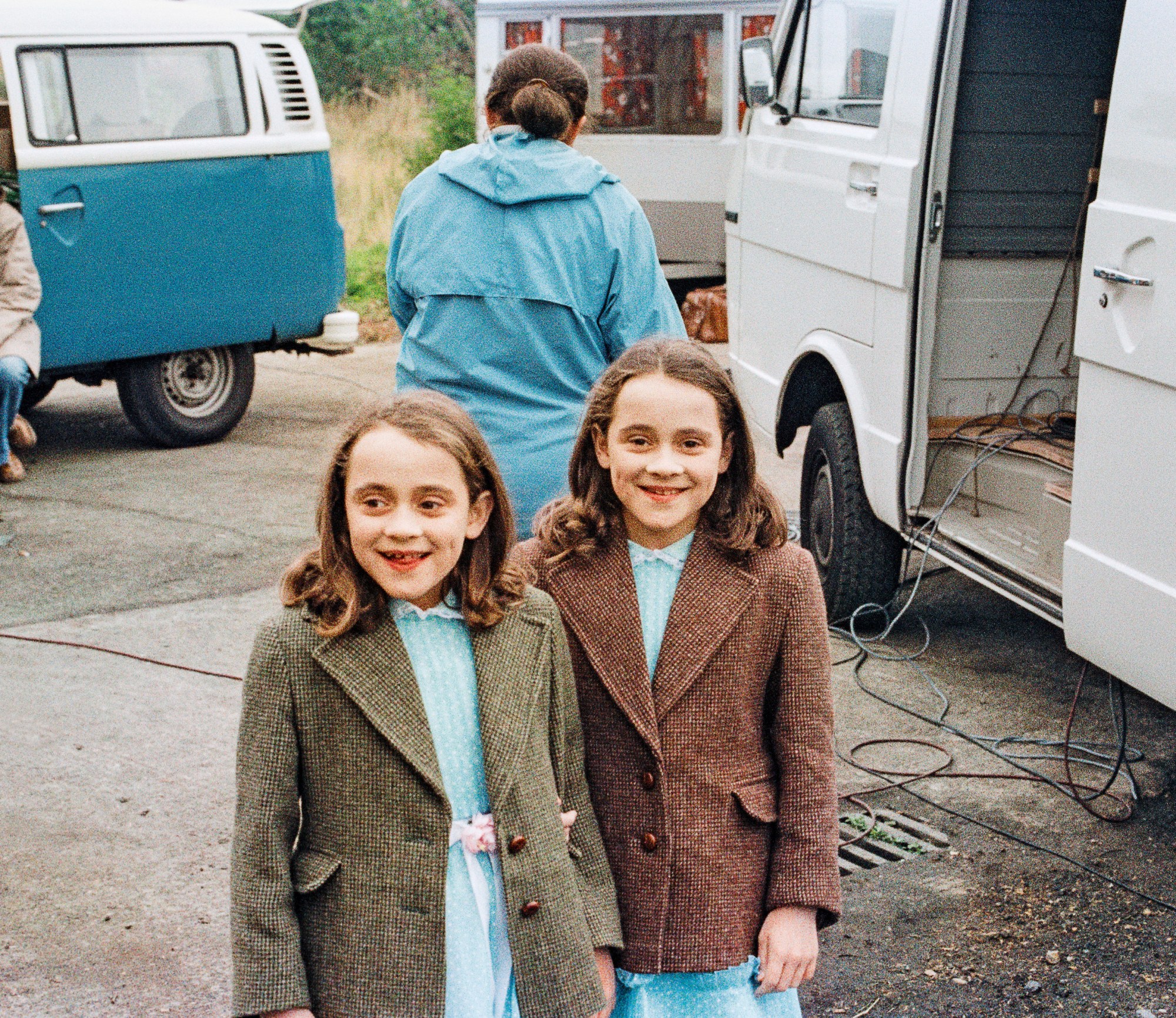 a behind the scenes photo of the grady twins in the shining