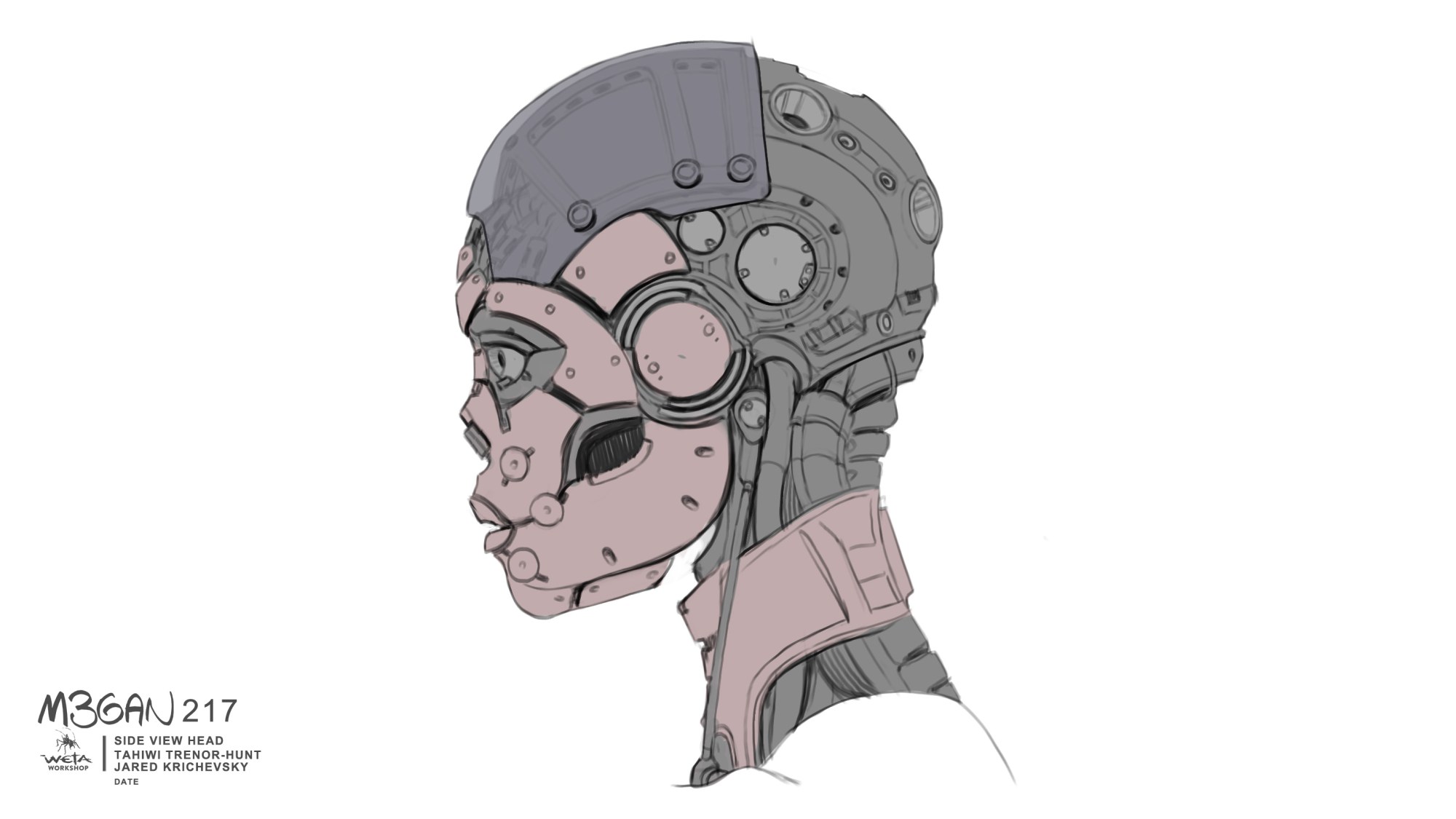 Sketch of M3GAN as a robot during the movie's production