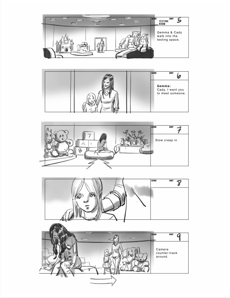 Storyboard of a scene from M3GAN