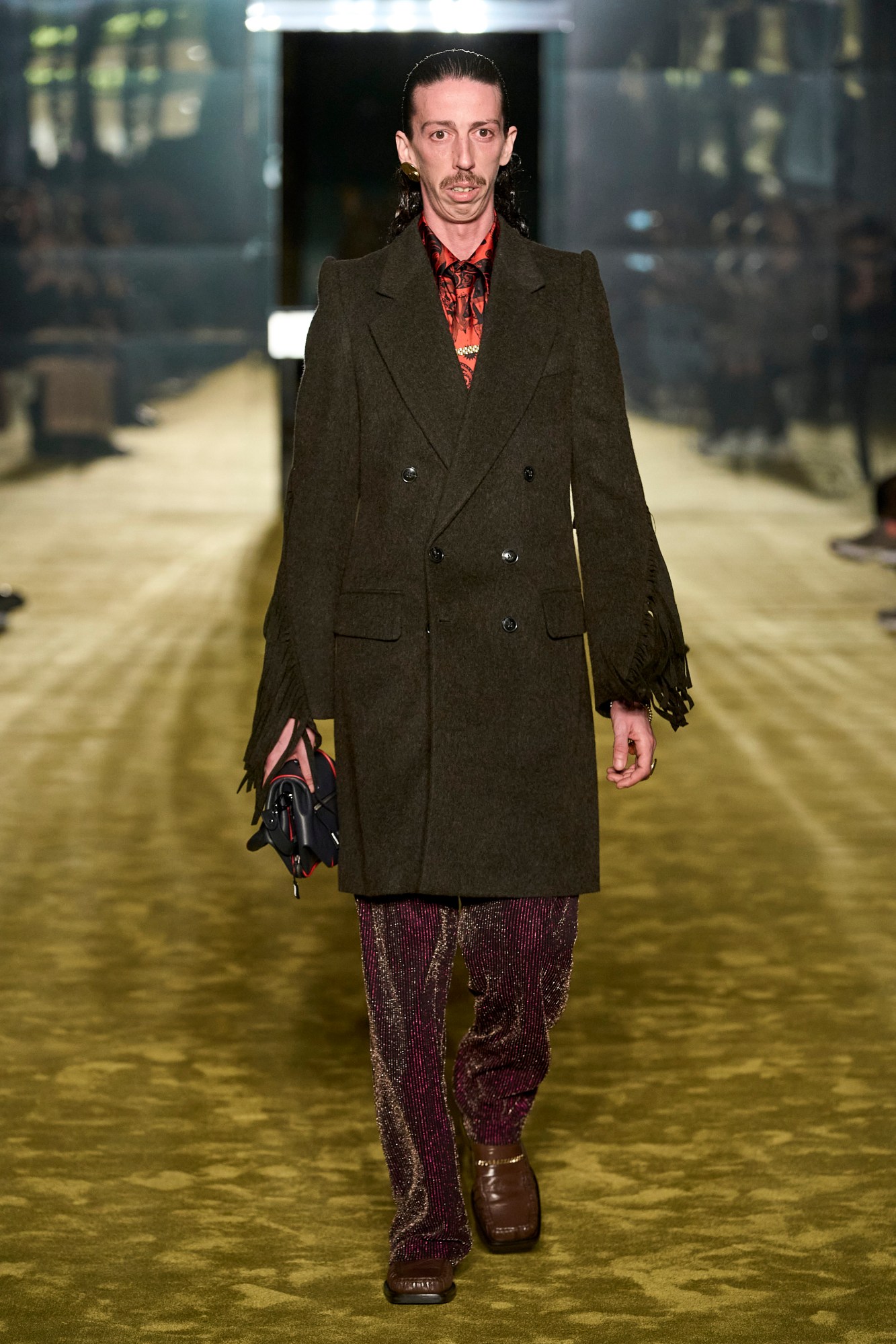 Model walking for Martine Rose AW23 Mens Show at Pitti Uomo