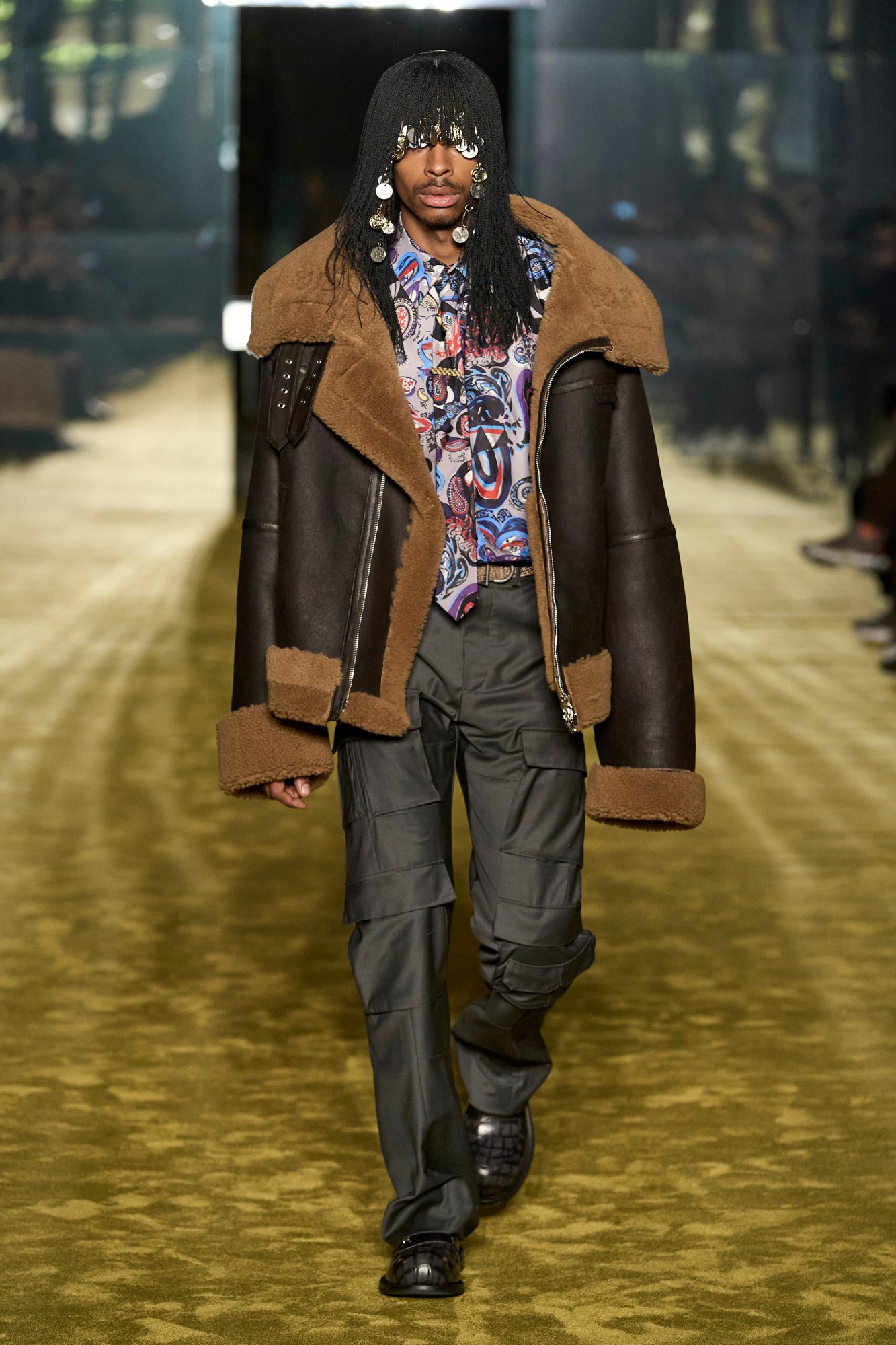 Model walking for Martine Rose AW23 Mens Show at Pitti Uomo