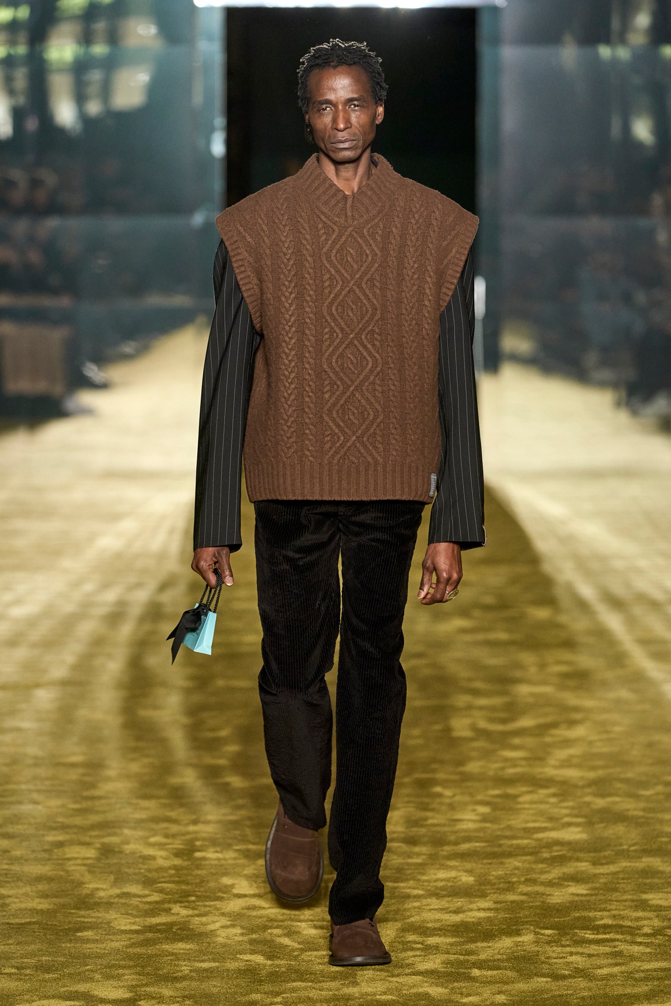 Model walking for Martine Rose AW23 Mens Show at Pitti Uomo