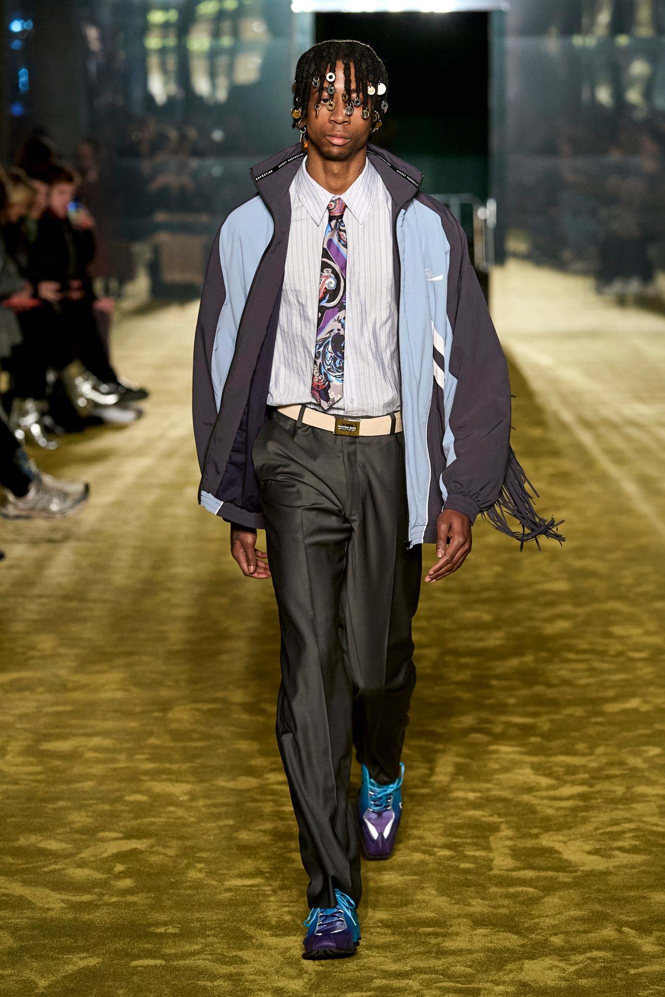 Model walking for Martine Rose AW23 Mens Show at Pitti Uomo