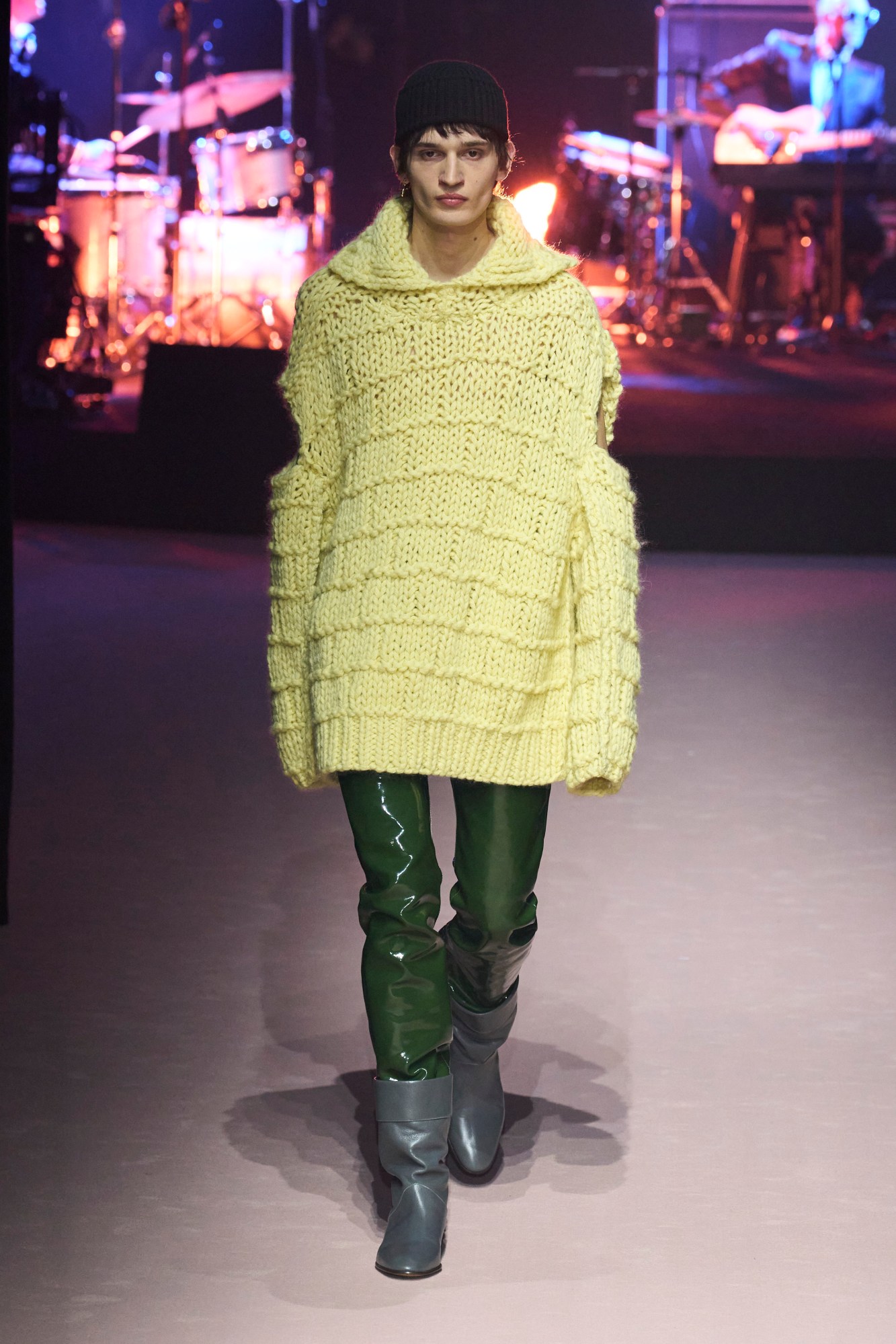 Model walking for Gucci at Milan Fashion Week Mens AW23