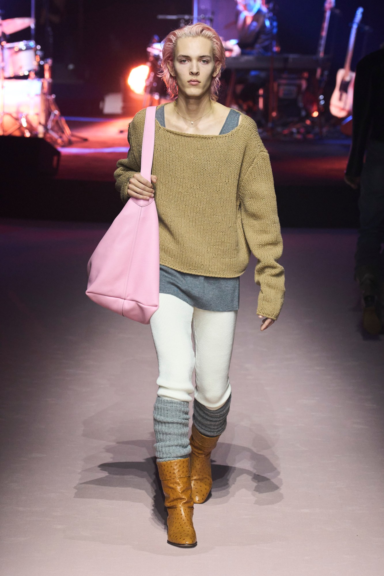 Model walking for Gucci at Milan Fashion Week Mens AW23