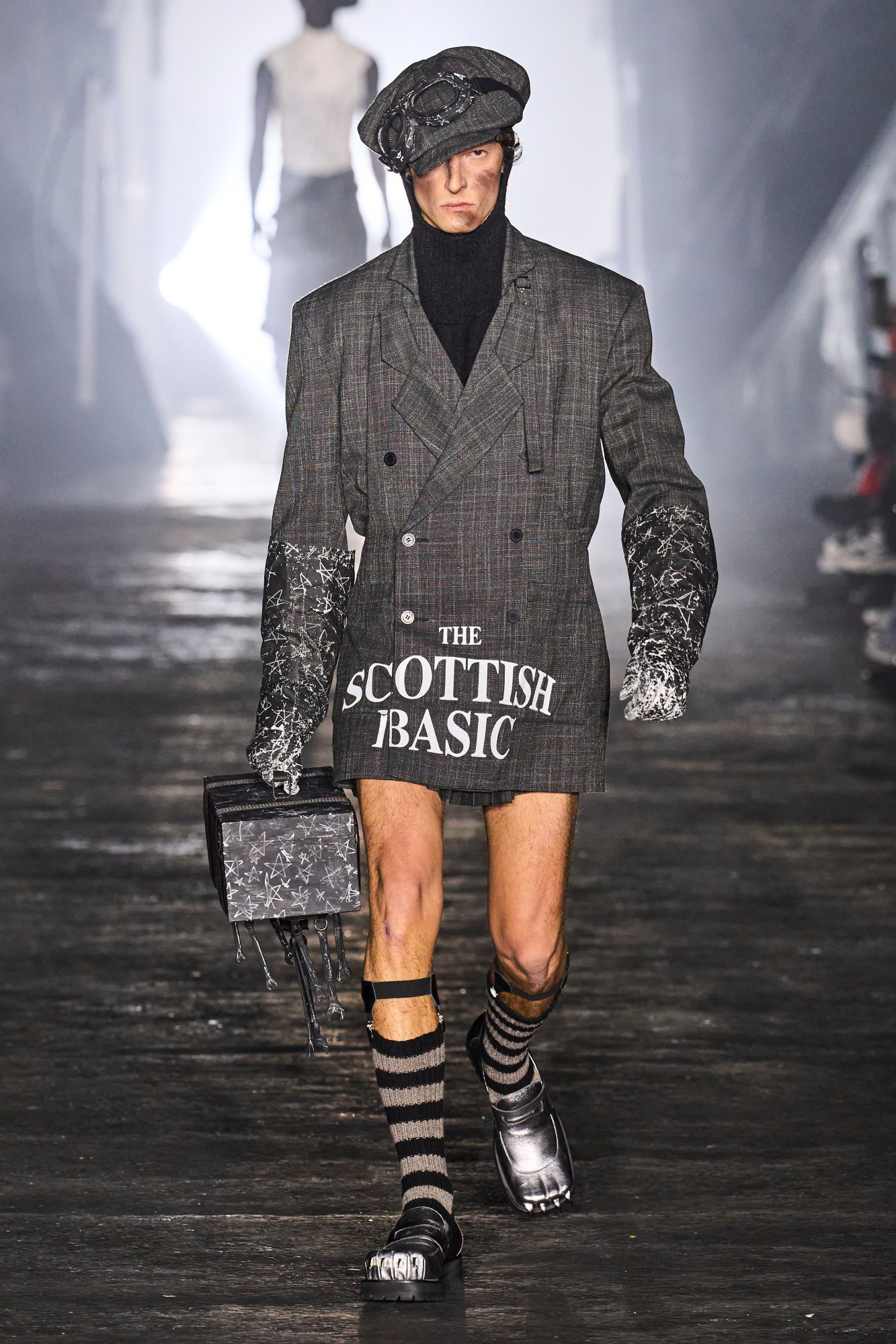 Model wearing Charles Jeffrey Loverboy on the runway at Milan Fashion Week Men's AW23