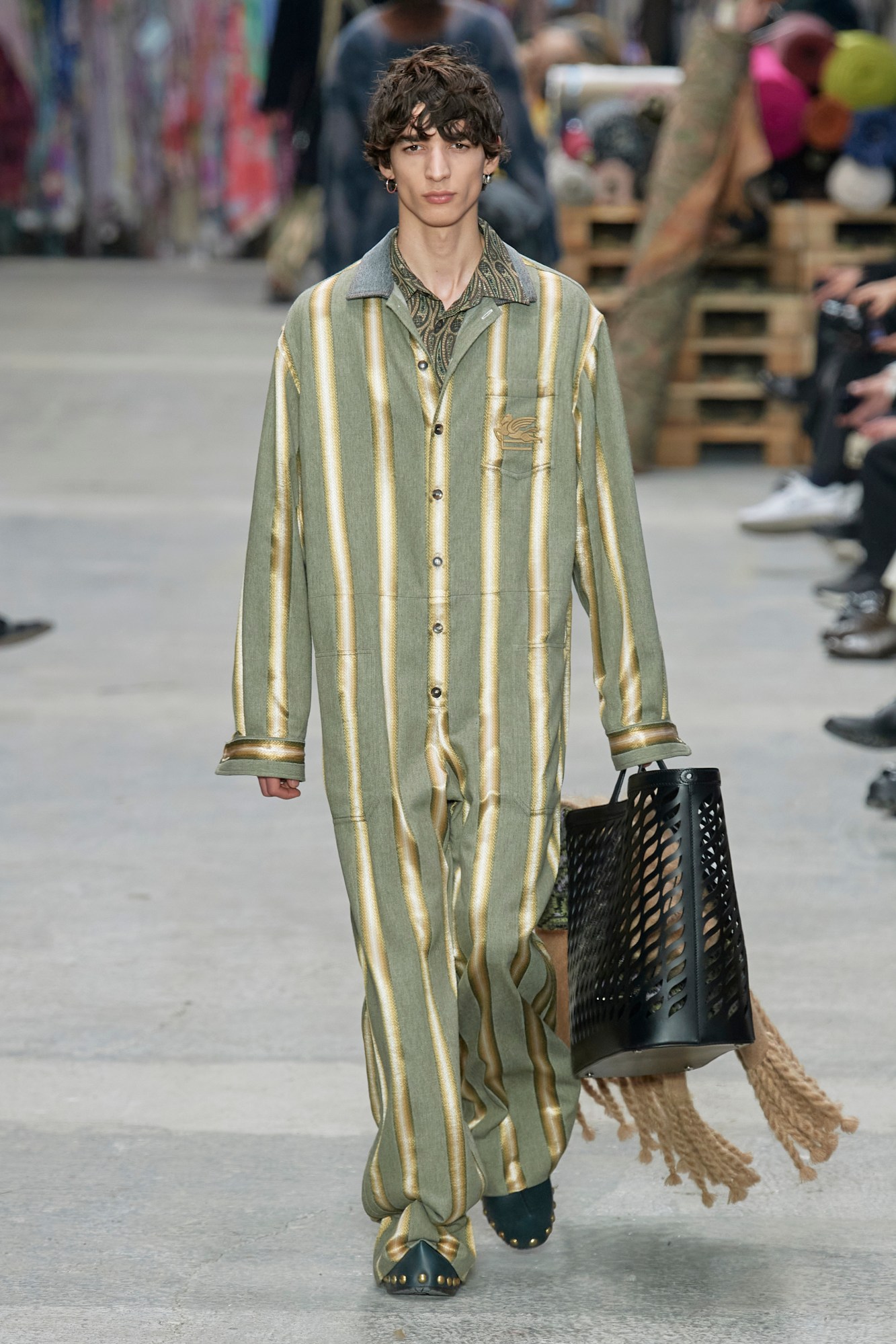 Model wearing Etro on the runway at Milan Fashion Week Men's AW23