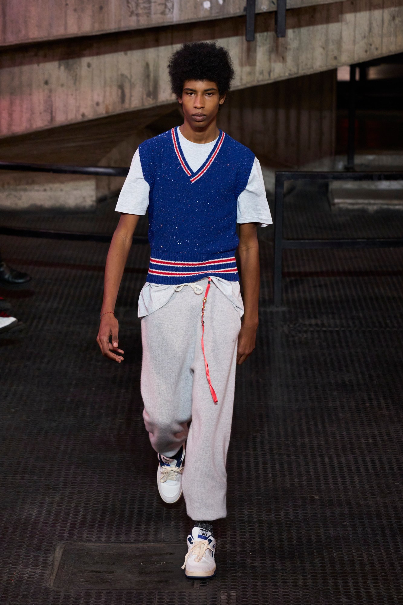 Model wearing MSGM on the runway at Milan Fashion Week Men's AW23