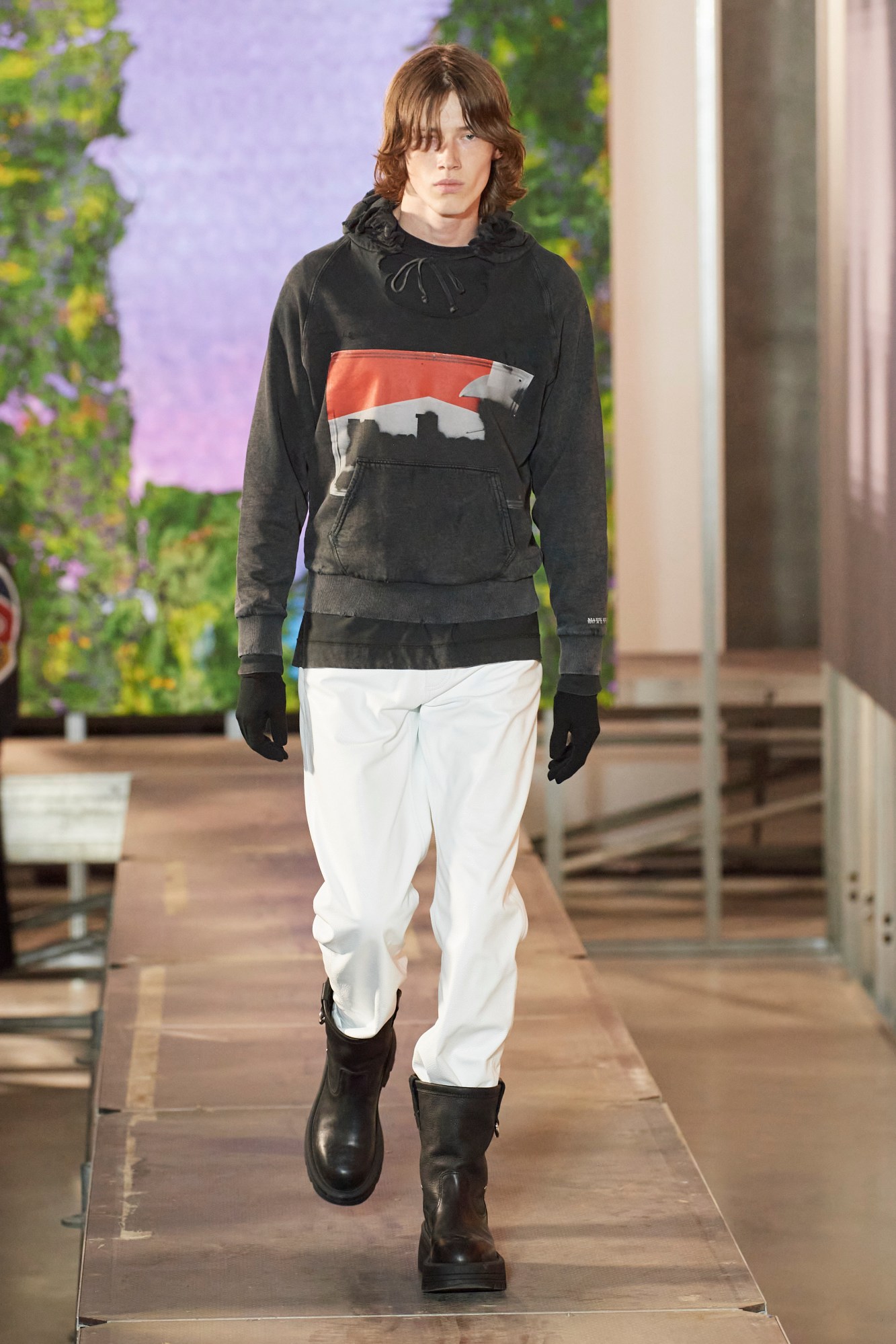 Model wearing 1017 Alyx 9Sm on the runway at Milan Fashion Week Men's AW23