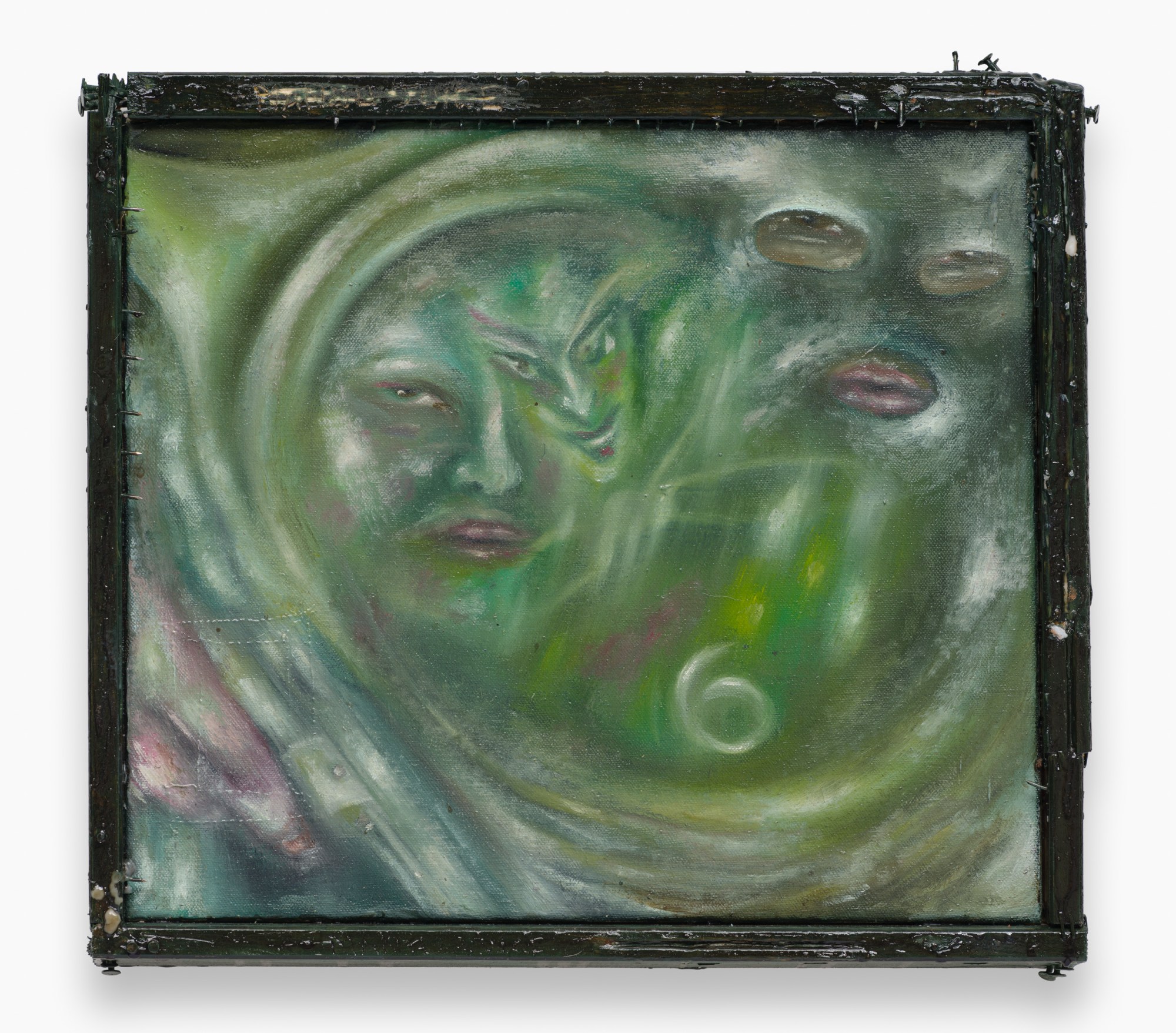 painting of faces in a green swirl