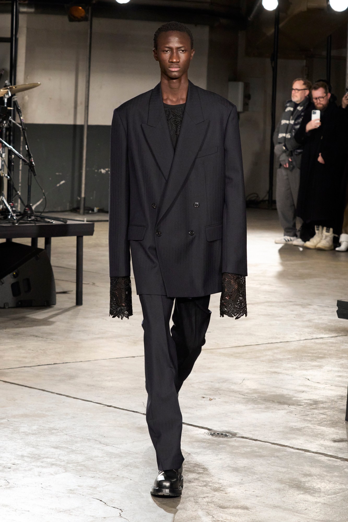 Model wearing Dries Van Noten on the runway at Paris Fashion Week Men's AW23