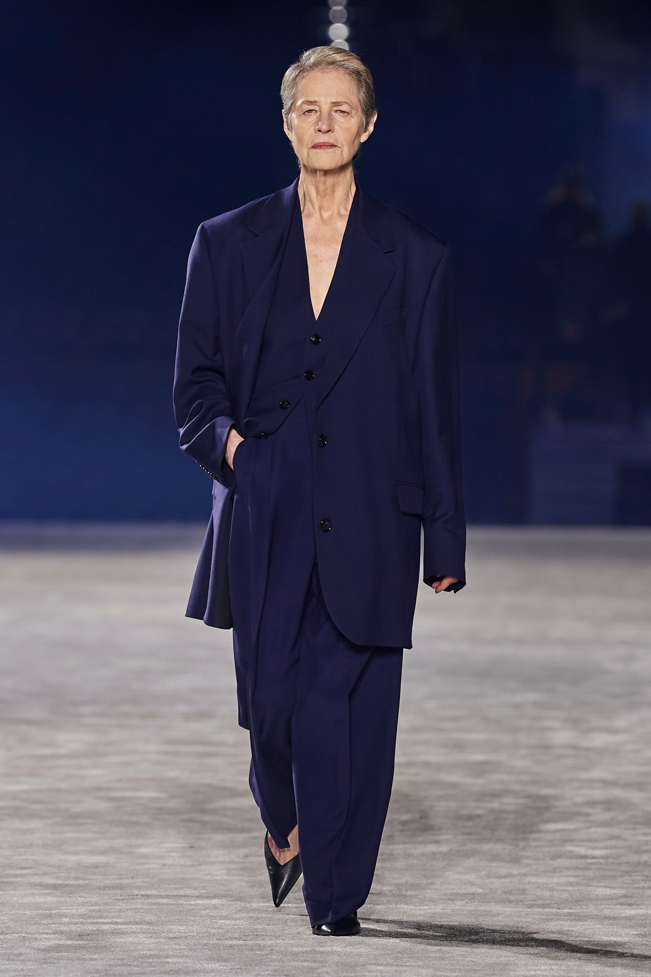 Model walking for Ami Men's AW23 at Paris Fashion Week Men's