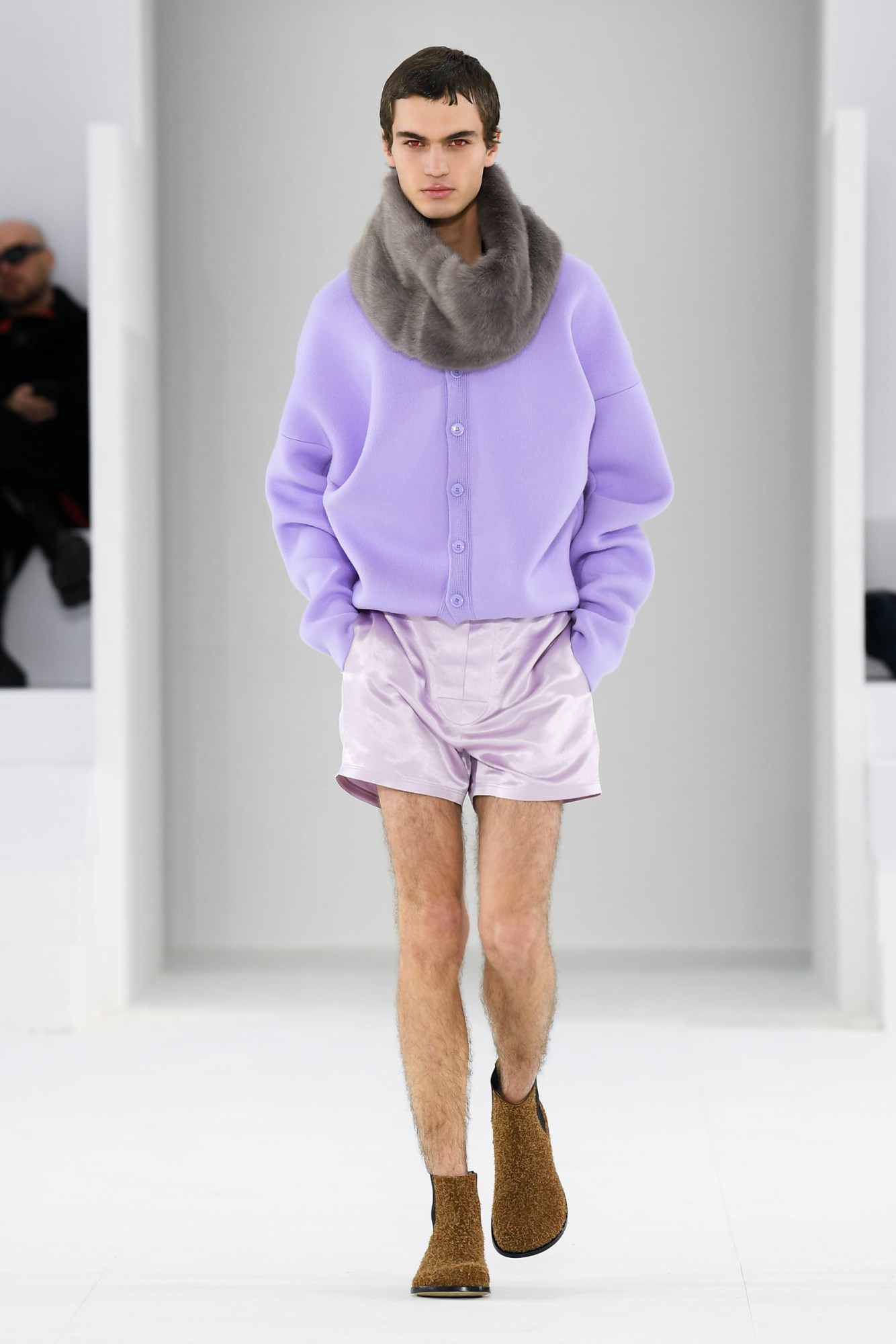 Model walking for Loewe Men's AW23 at Paris Fashion Week Men's