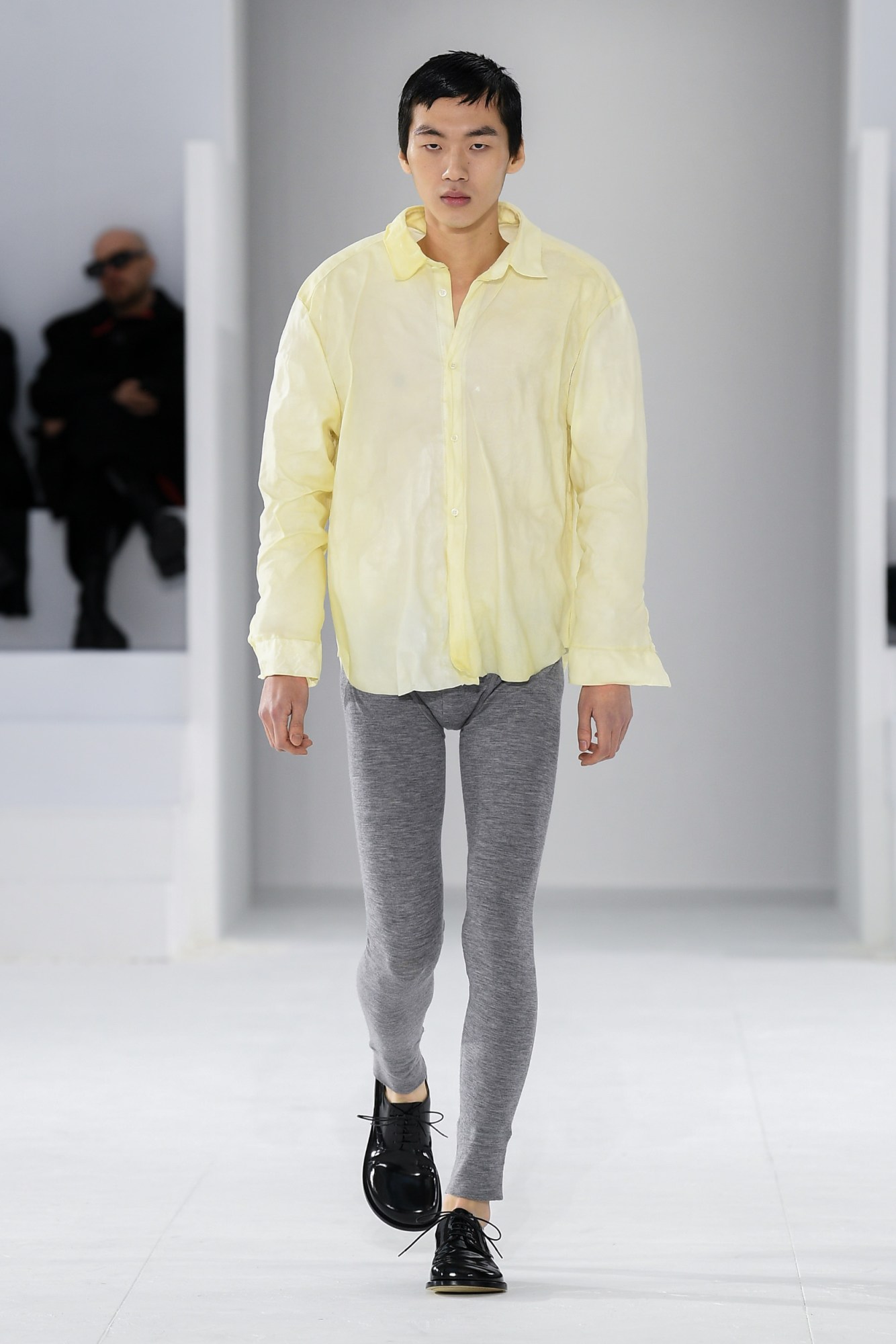 Model walking for Loewe Men's AW23 at Paris Fashion Week Men's