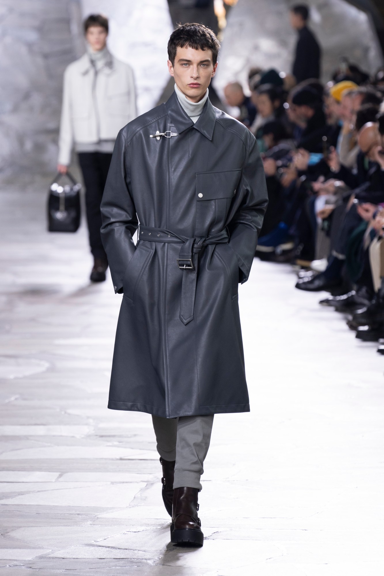 Model walking for Hermes Men's at Paris Fashion Week Men's AW23