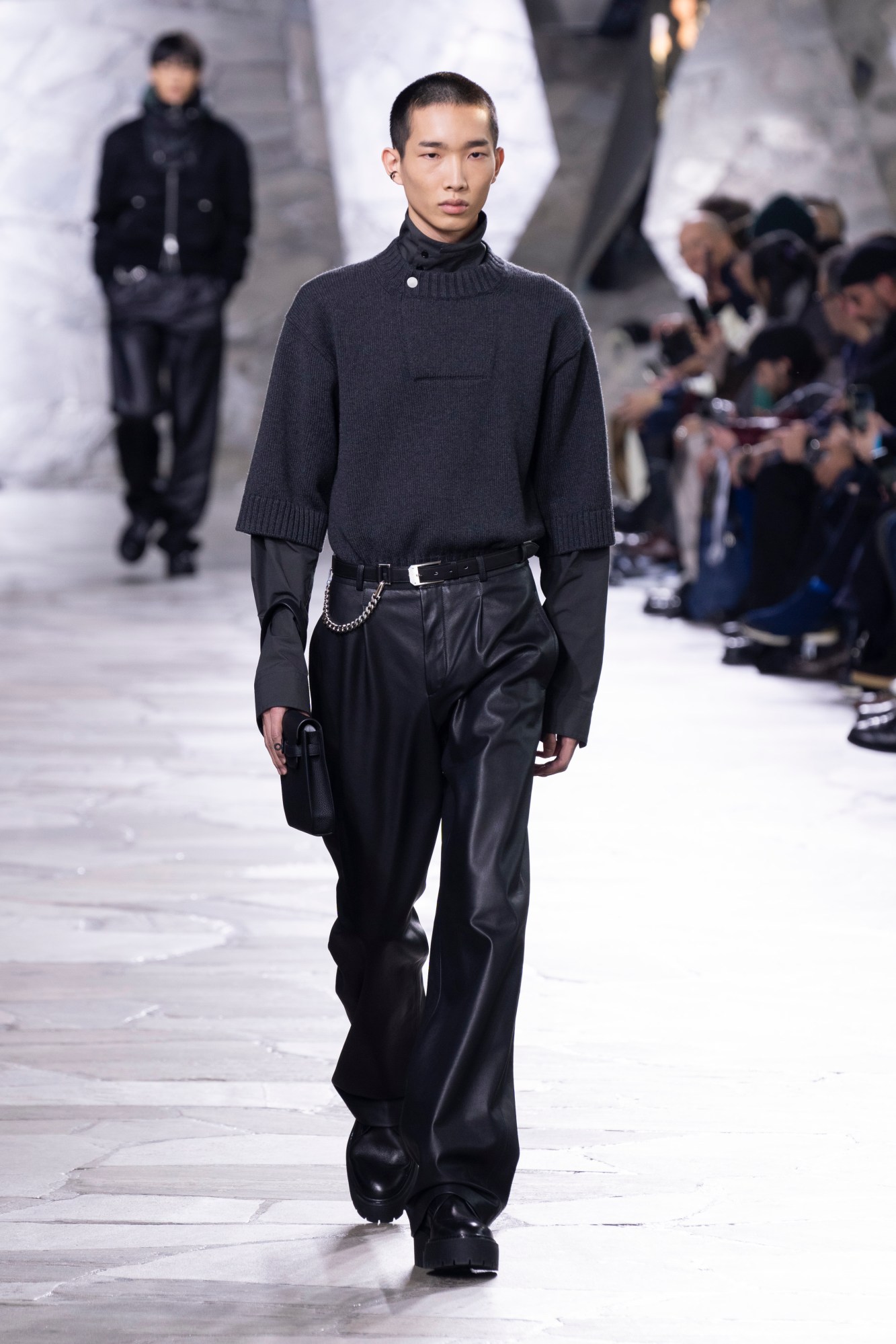 Model walking for Hermes Men's at Paris Fashion Week Men's AW23