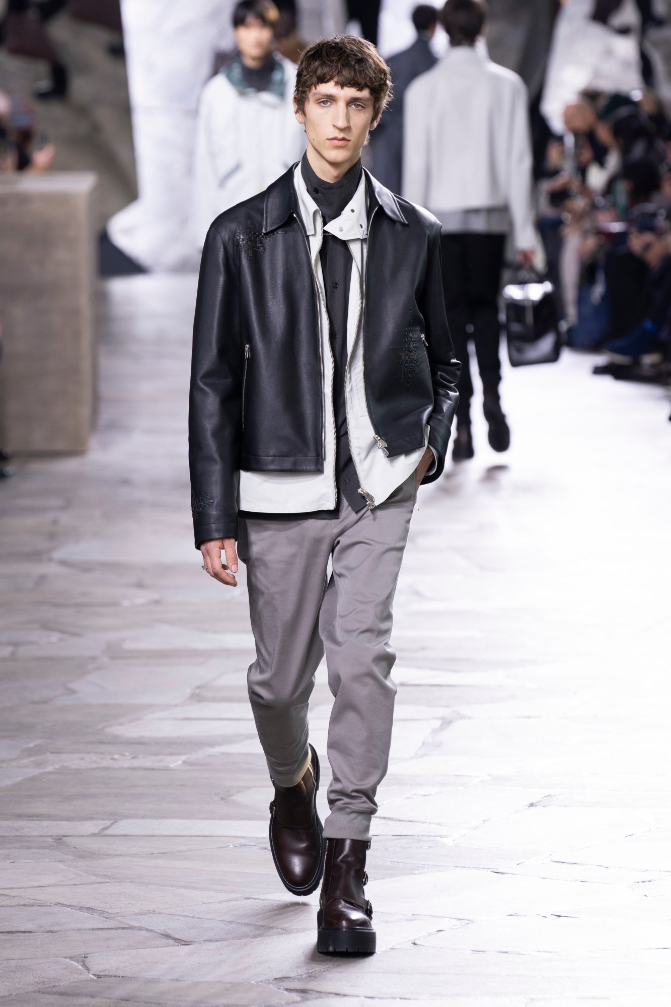 Model walking for Hermes Men's at Paris Fashion Week Men's AW23