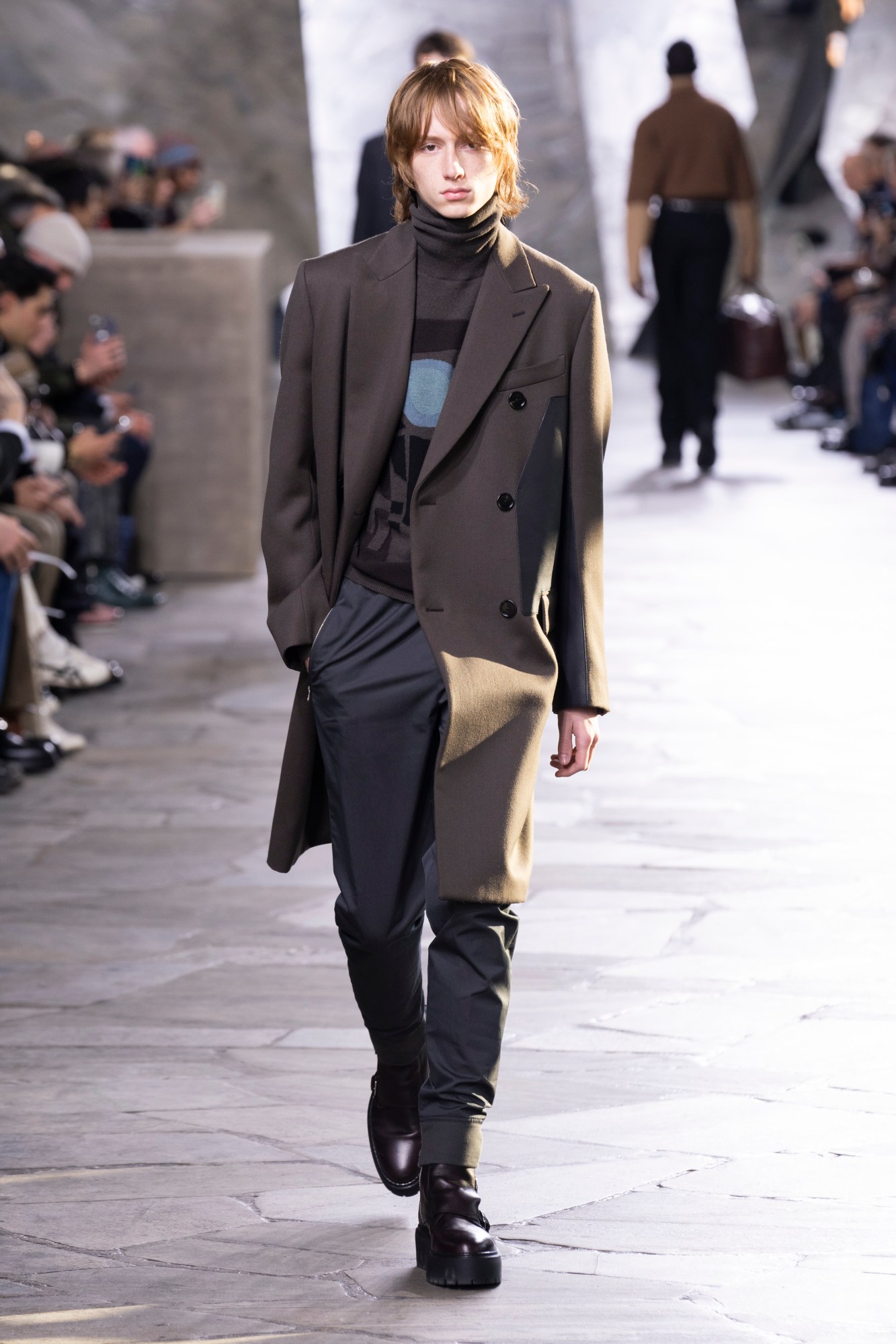 Model walking for Hermes Men's at Paris Fashion Week Men's AW23