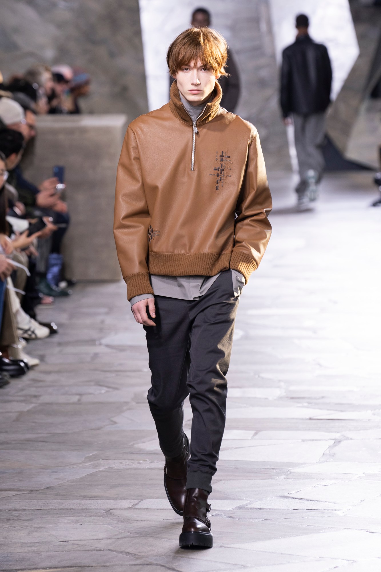 Model walking for Hermes Men's at Paris Fashion Week Men's AW23