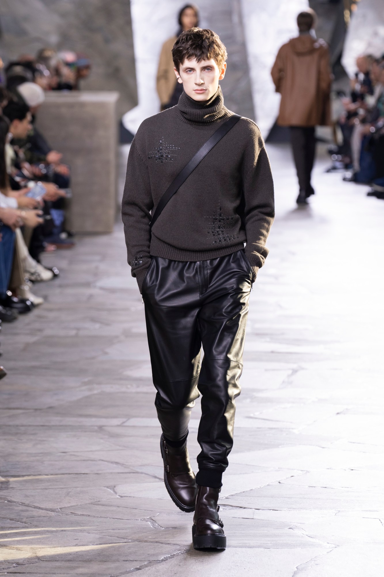 Model walking for Hermes Men's at Paris Fashion Week Men's AW23