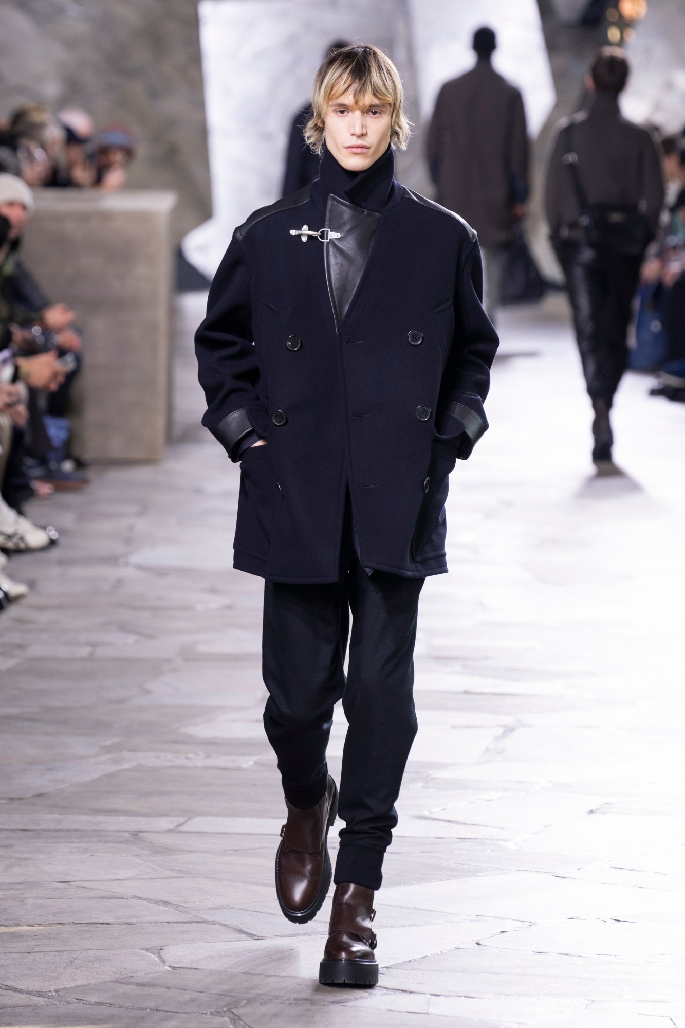 Model walking for Hermes Men's at Paris Fashion Week Men's AW23