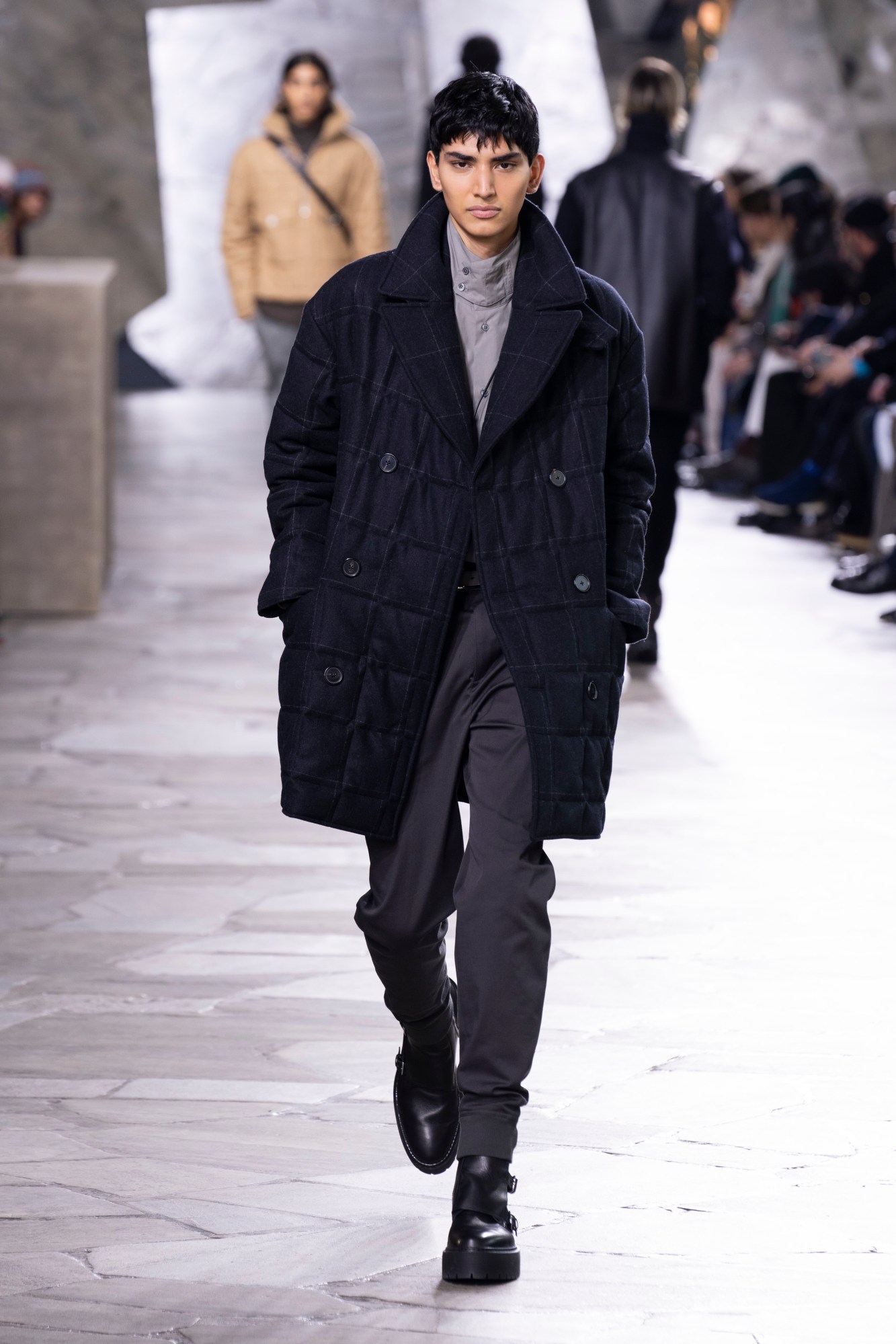 Model walking for Hermes Men's at Paris Fashion Week Men's AW23