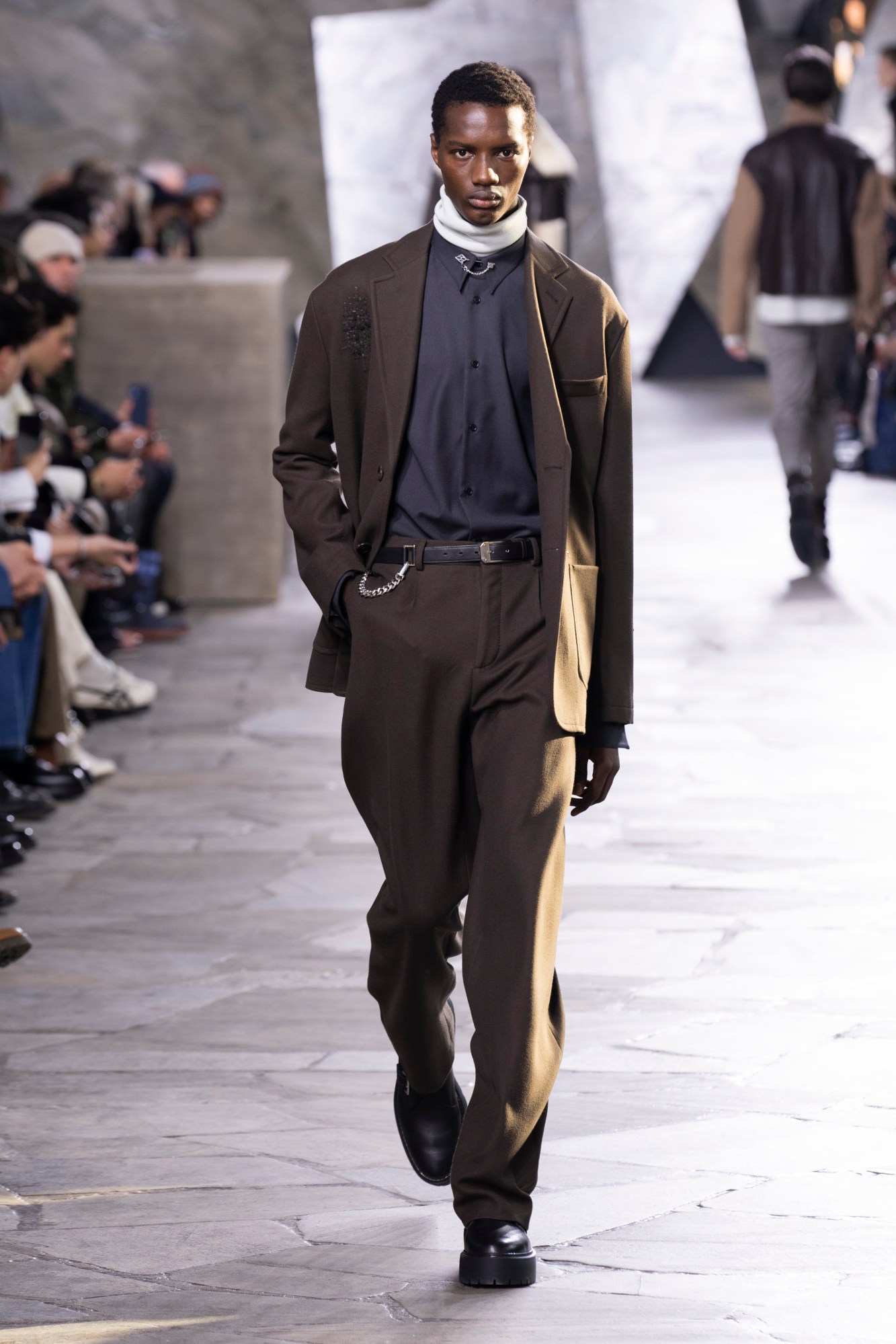 Model walking for Hermes Men's at Paris Fashion Week Men's AW23