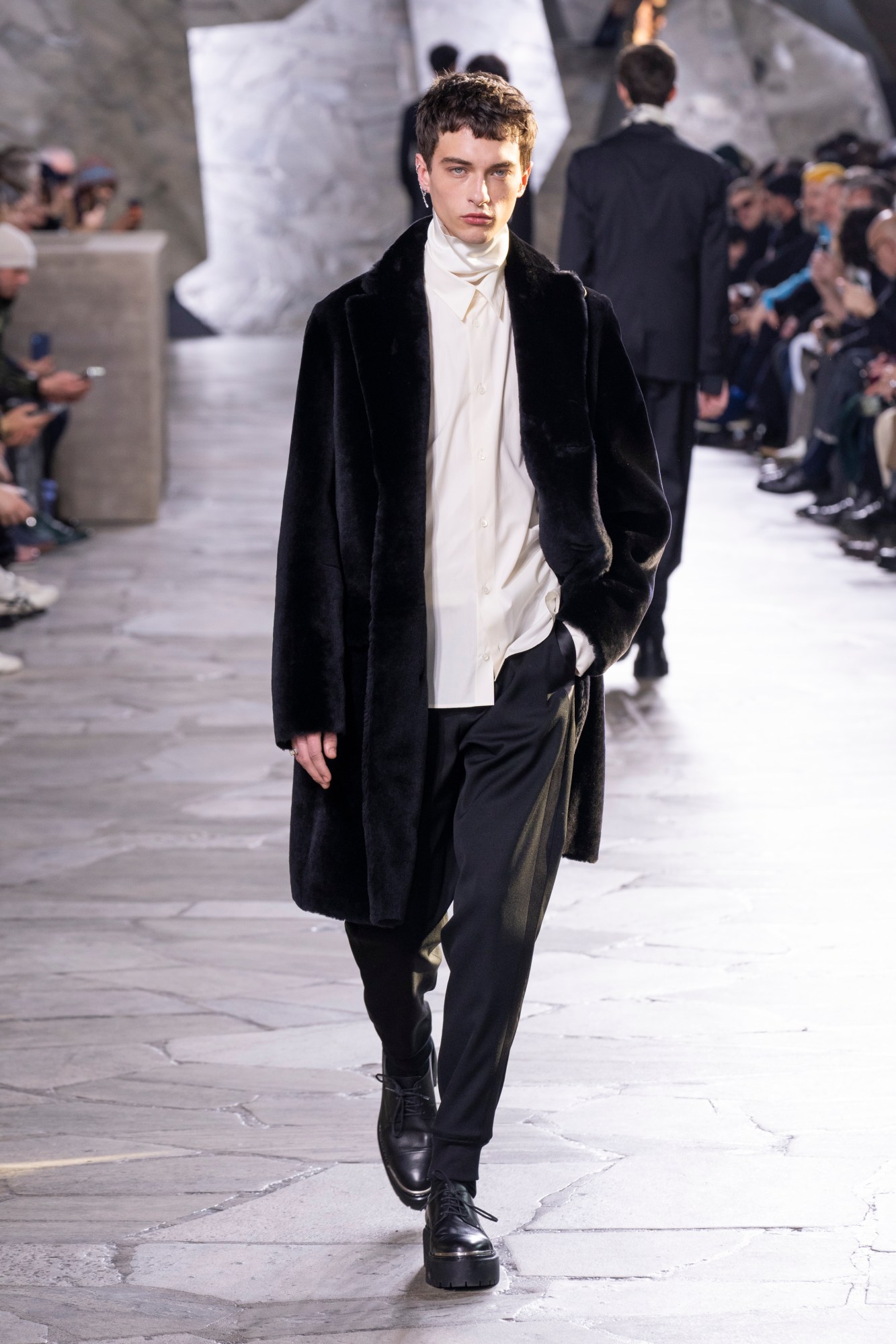 Model walking for Hermes Men's at Paris Fashion Week Men's AW23