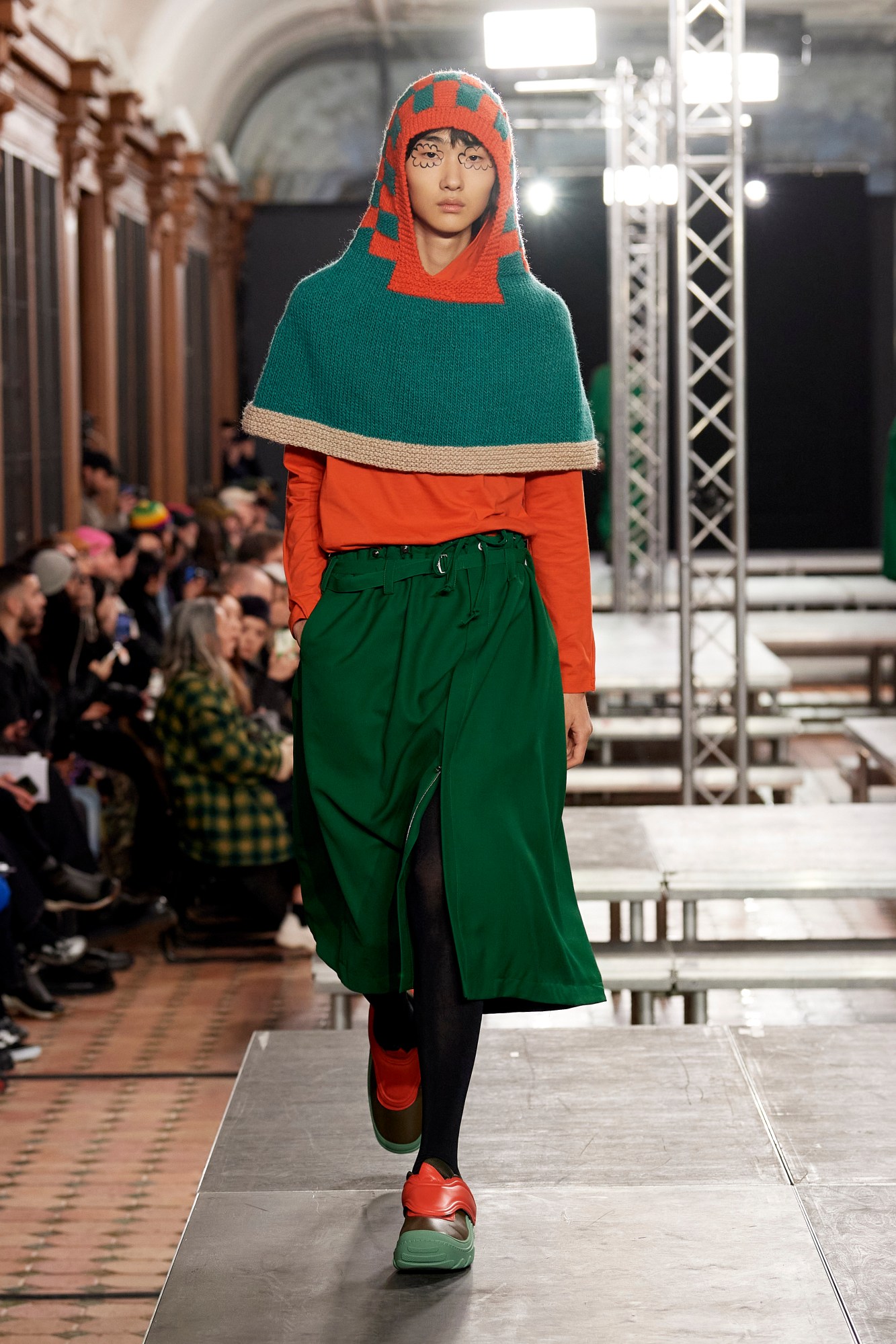 Model walking for Kiko Kostadinov at Paris Fashion Week Men's AW23