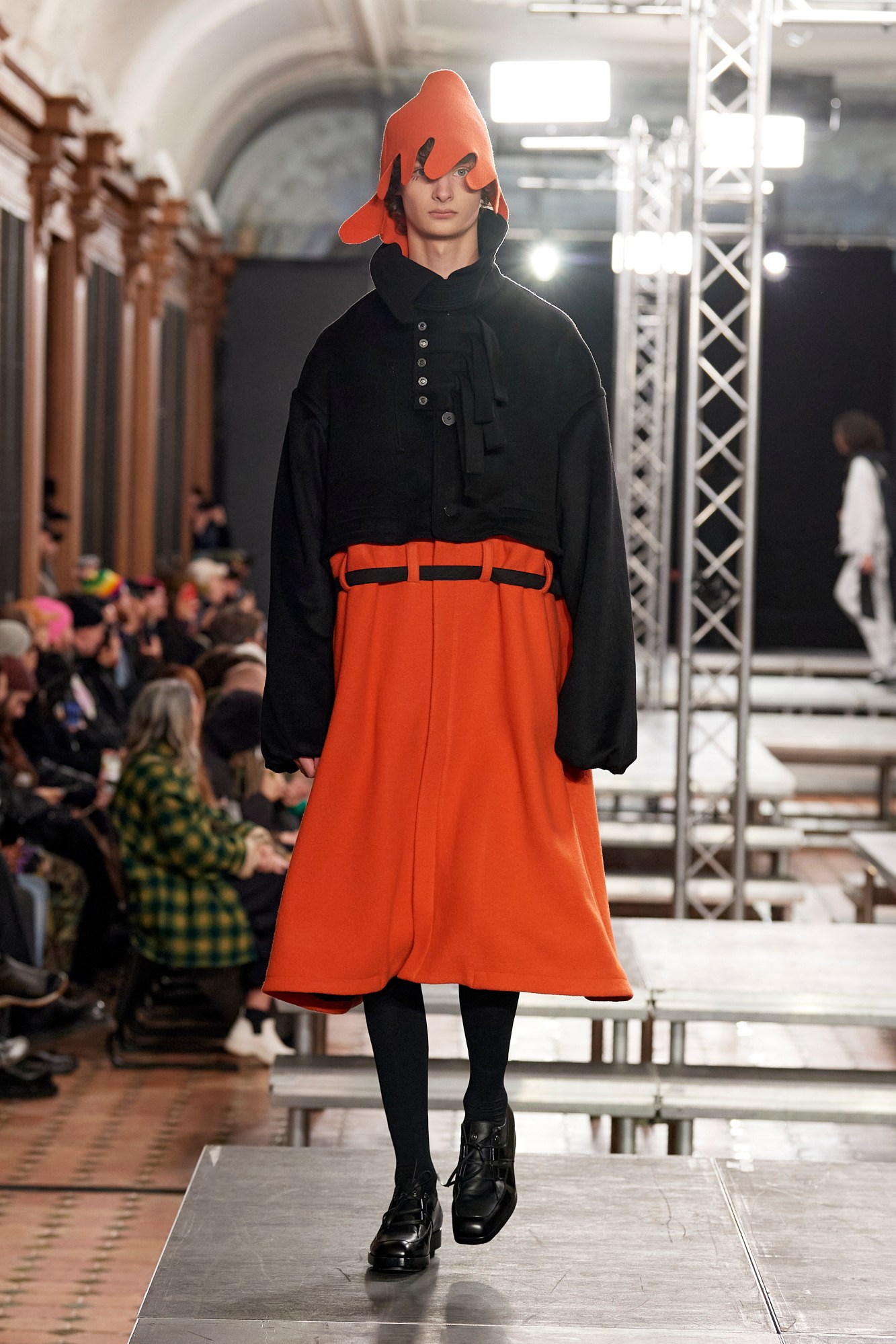 Model walking for Kiko Kostadinov at Paris Fashion Week Men's AW23