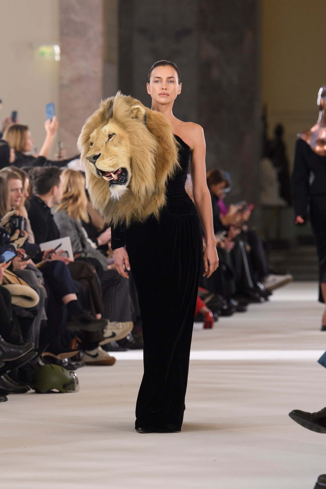 Model walking the Schiaparelli show at Haute Couture Week SS23