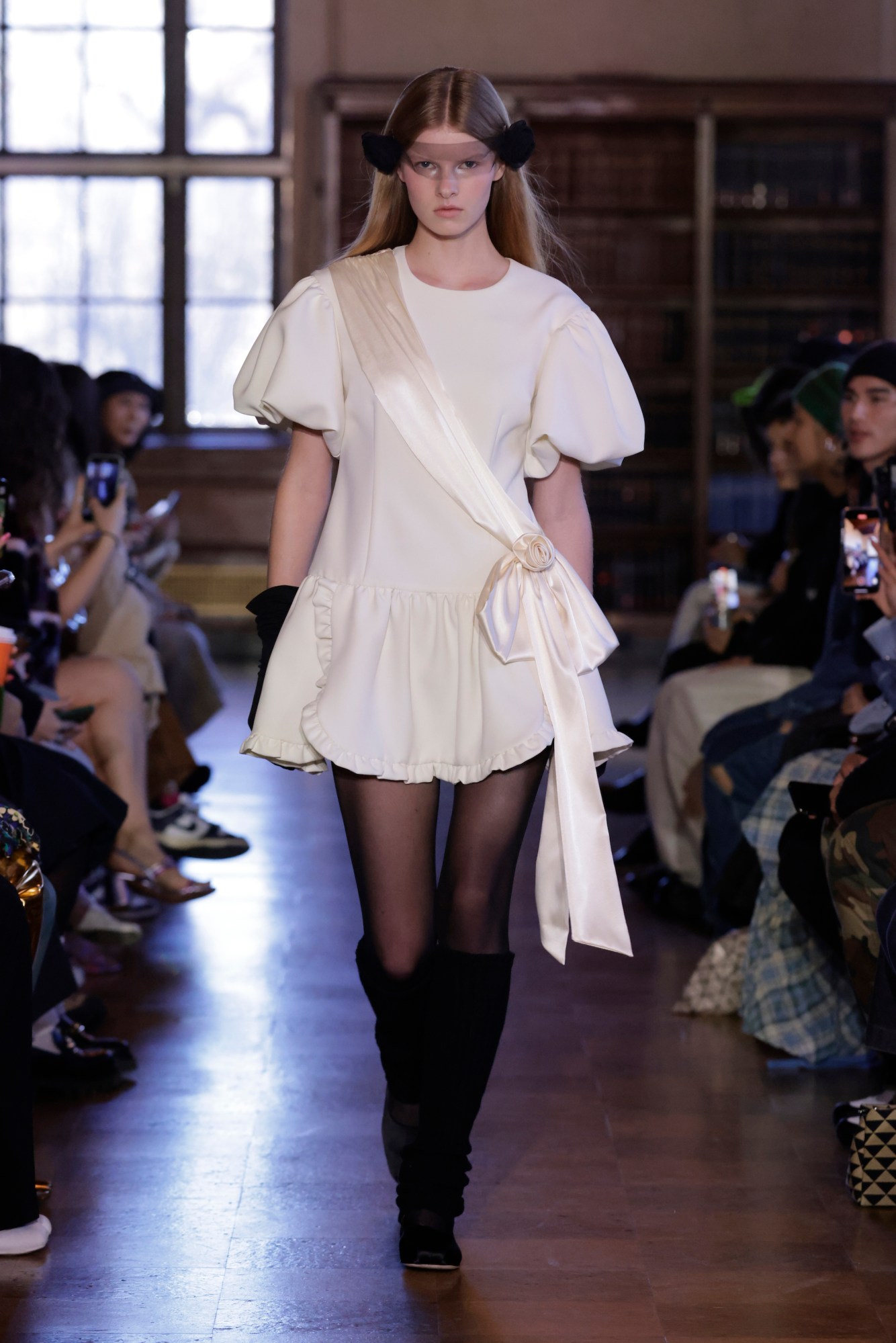 Model walking for Sandy Liang AW23 at New York Fashion Week