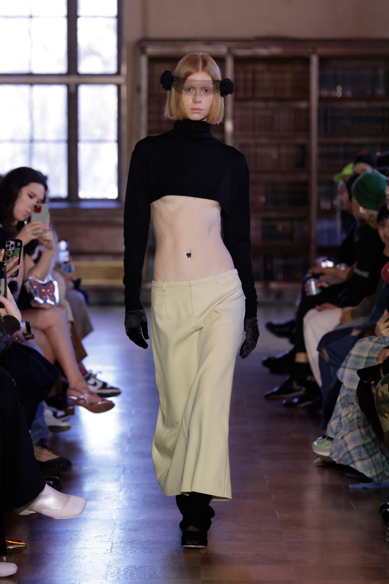 Model walking for Sandy Liang AW23 at New York Fashion Week