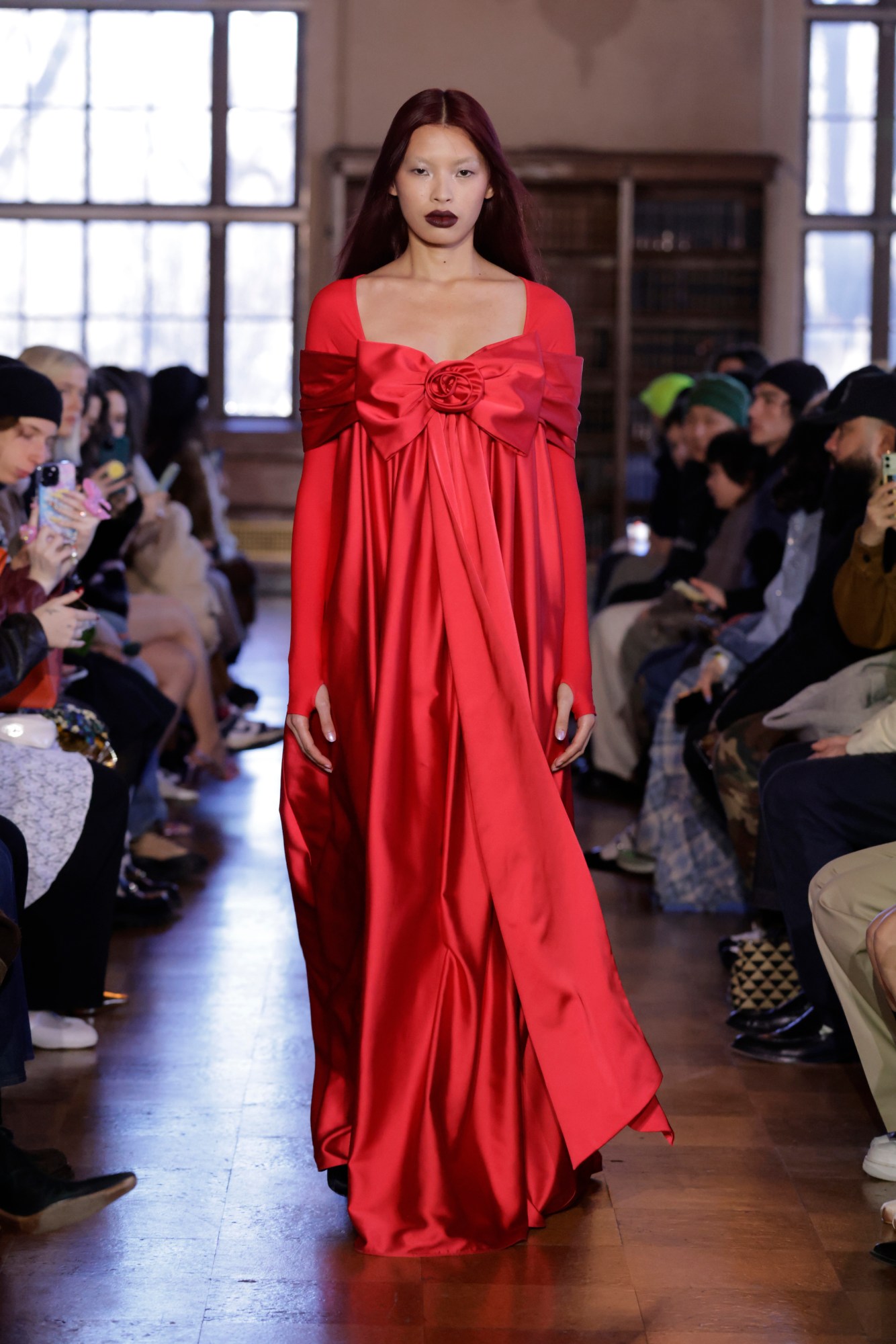 Model walking for Sandy Liang AW23 at New York Fashion Week