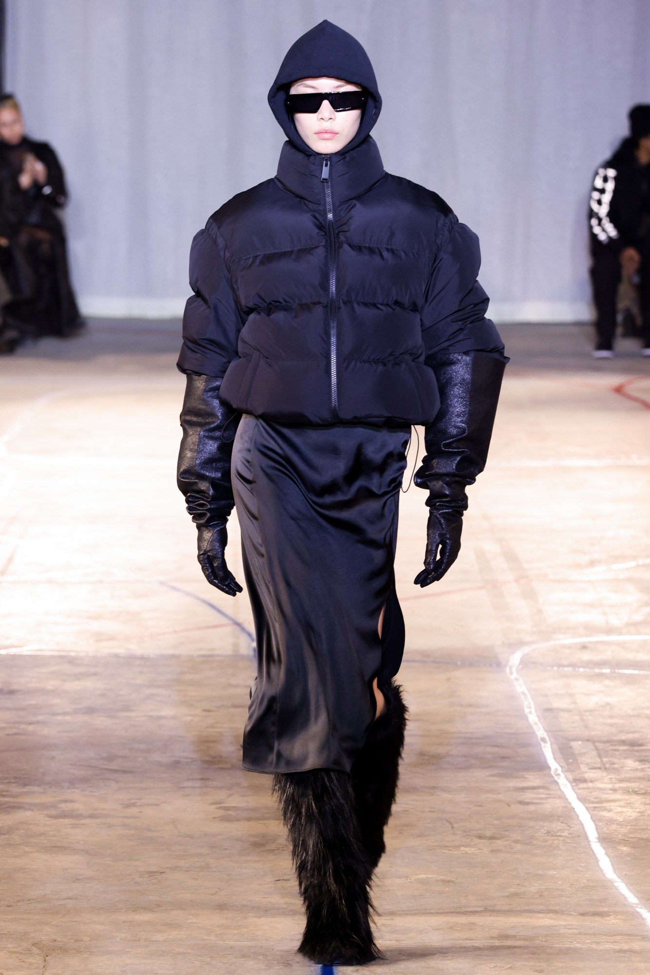 Model walking for Heron Preston AW23 at New York Fashion Week