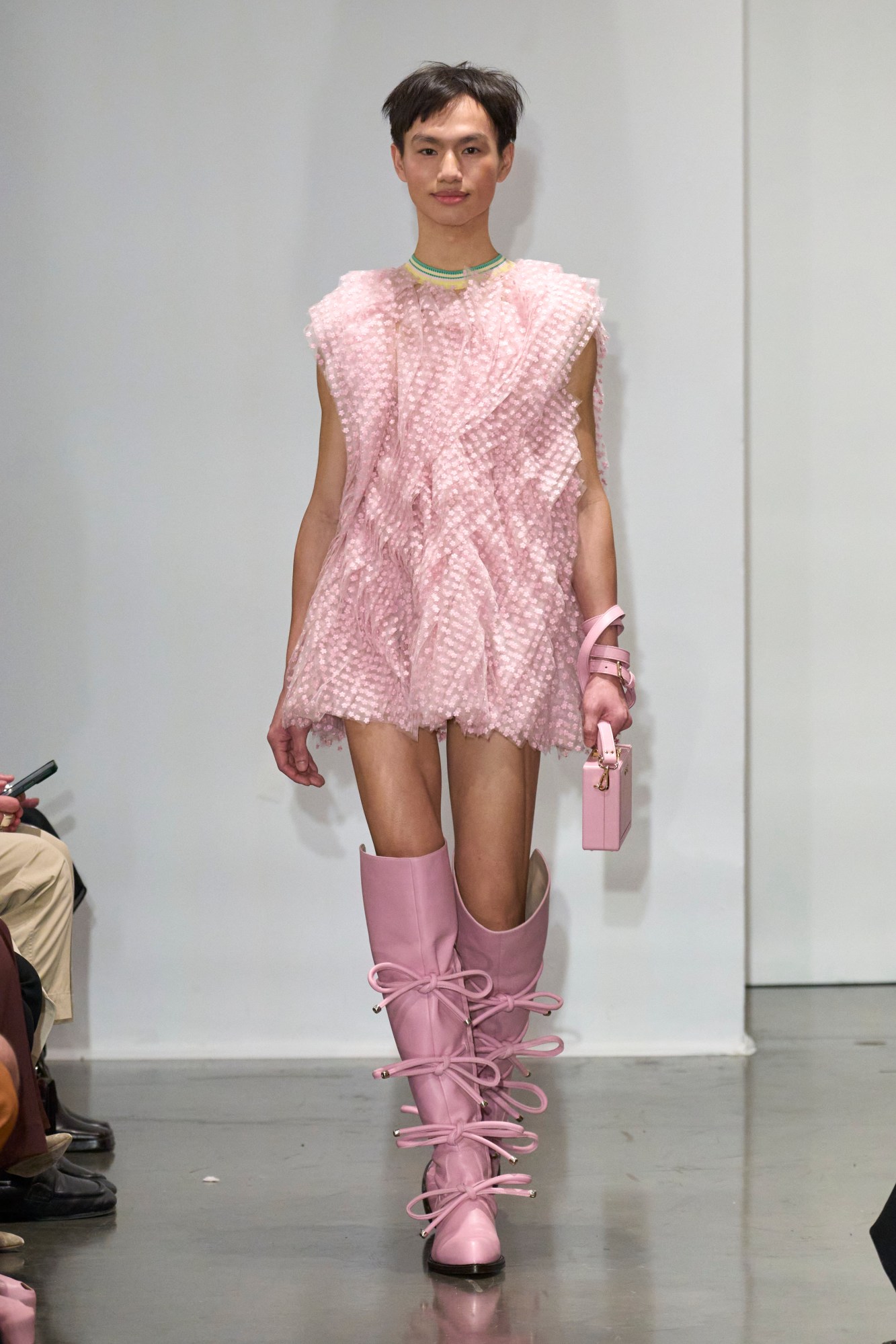 Model walking for Palomo Spain AW23 at New York Fashion Week