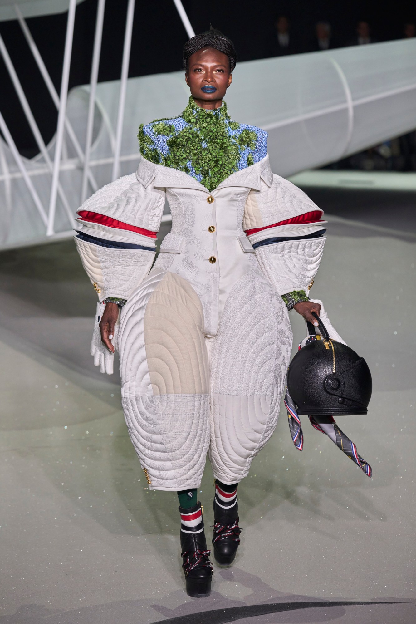 Model walking for Thom Browne AW23 at New York Fashion Week