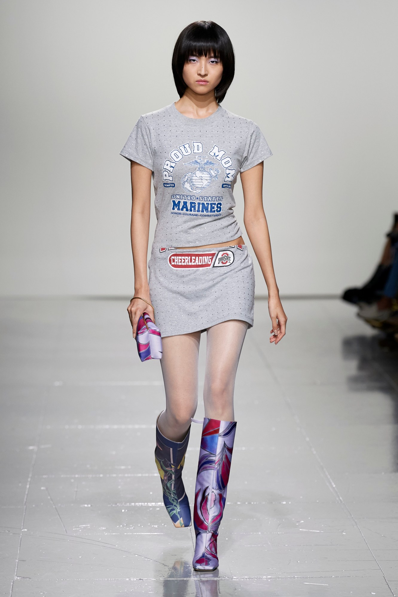 Model walking for Conner Ives AW23 at London Fashion Week