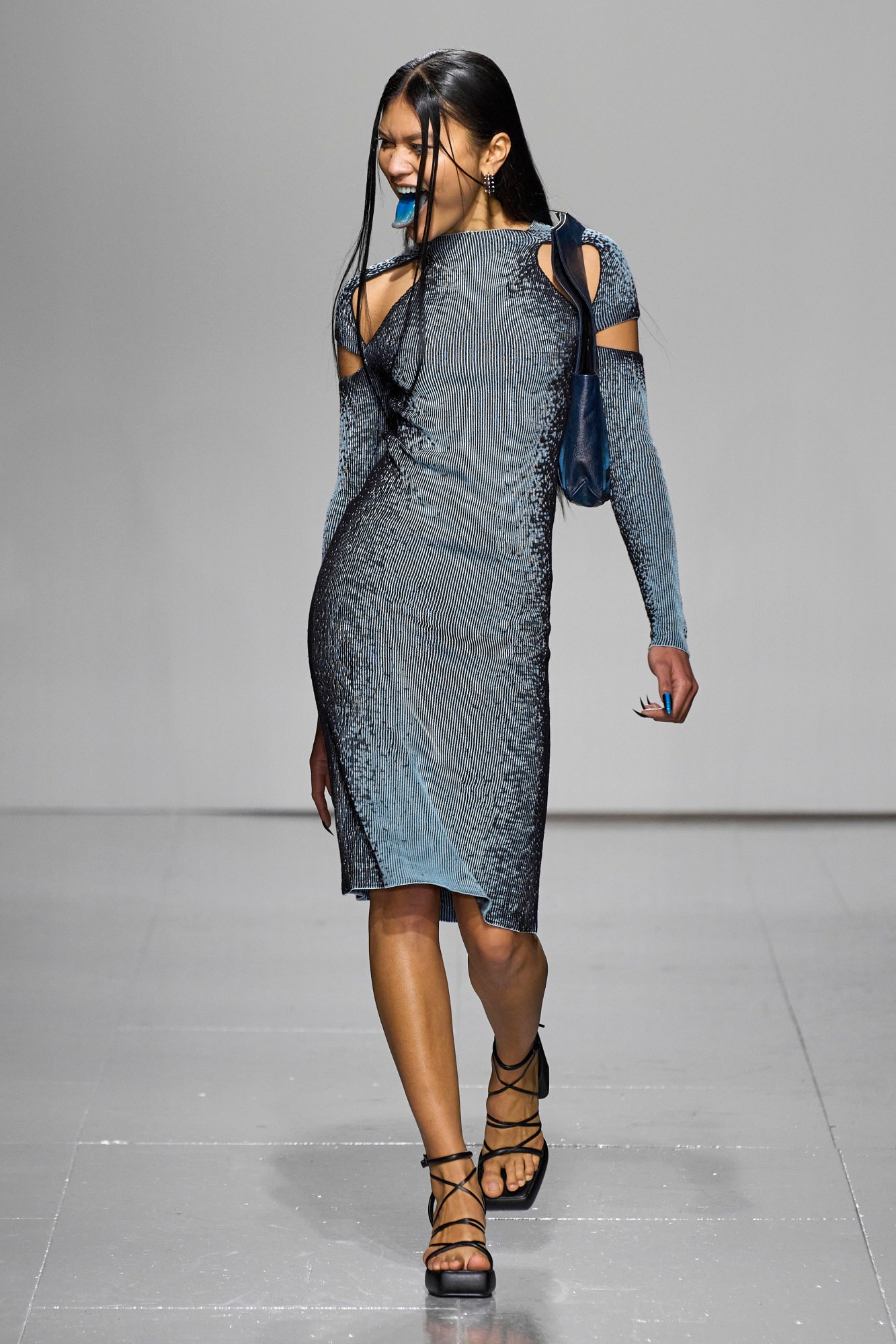 Model walking for Chet Lo AW23 at London Fashion Week