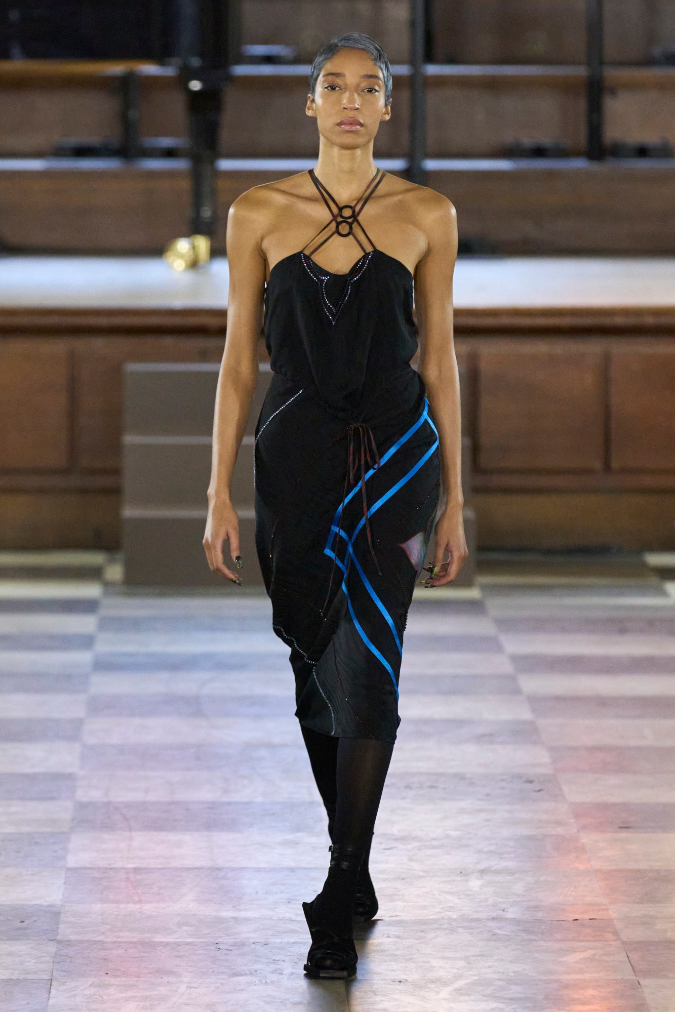 Model walking for Ahluwalia AW23 at London Fashion Week