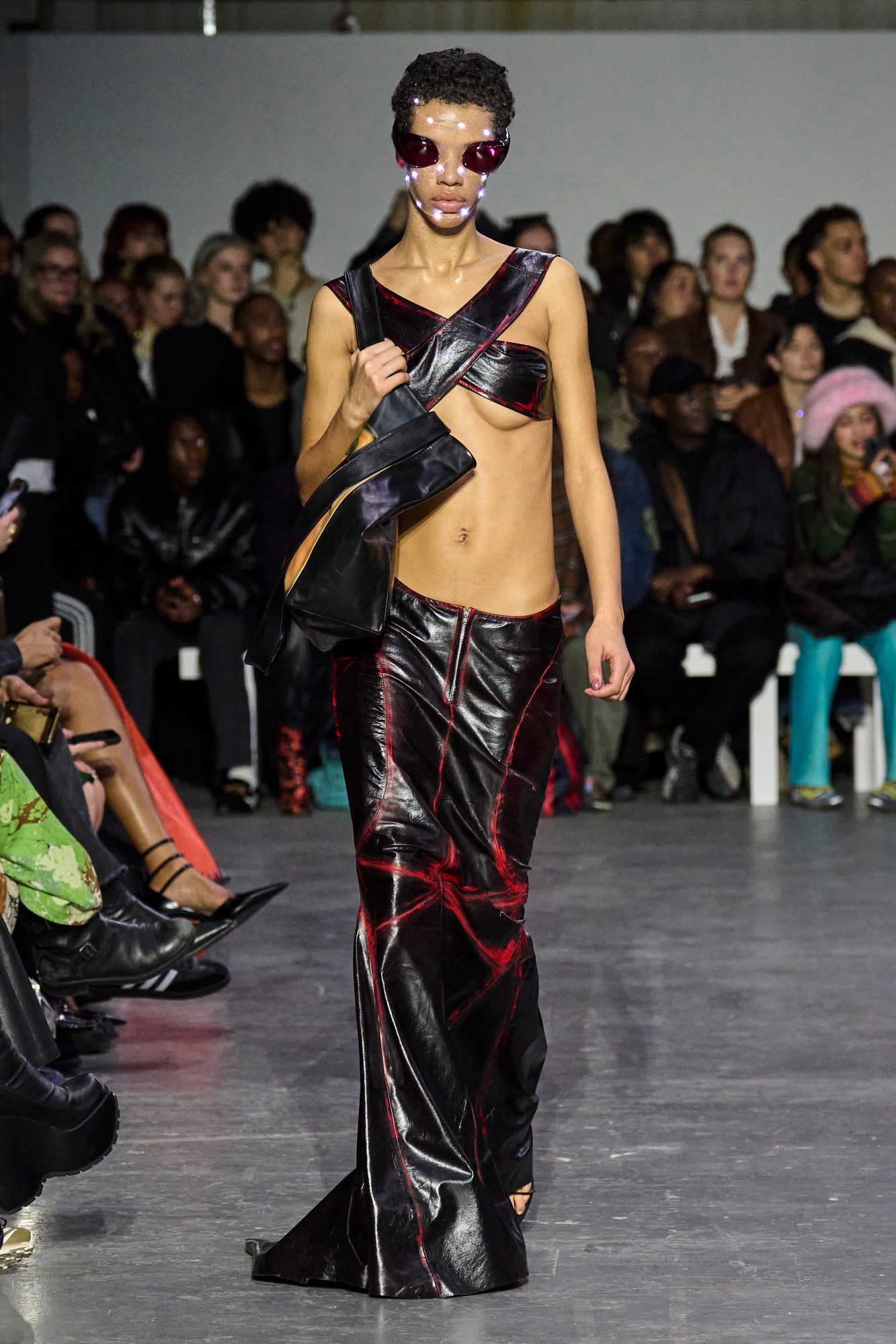 Model walking for Mowalola AW23 at London Fashion Week