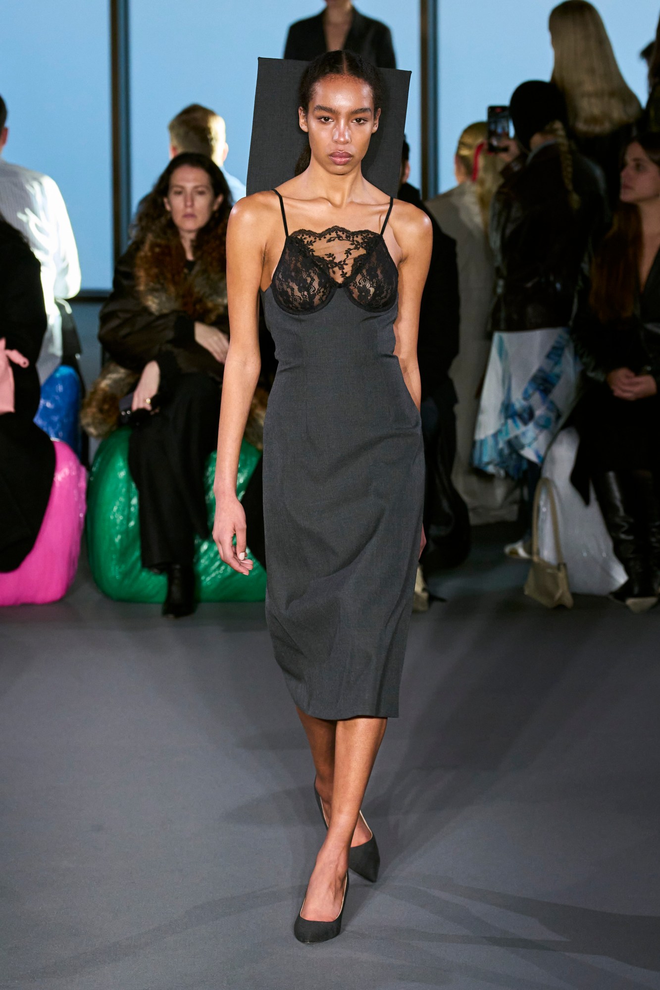 Model walking for Christopher Kane AW23 at London Fashion Week