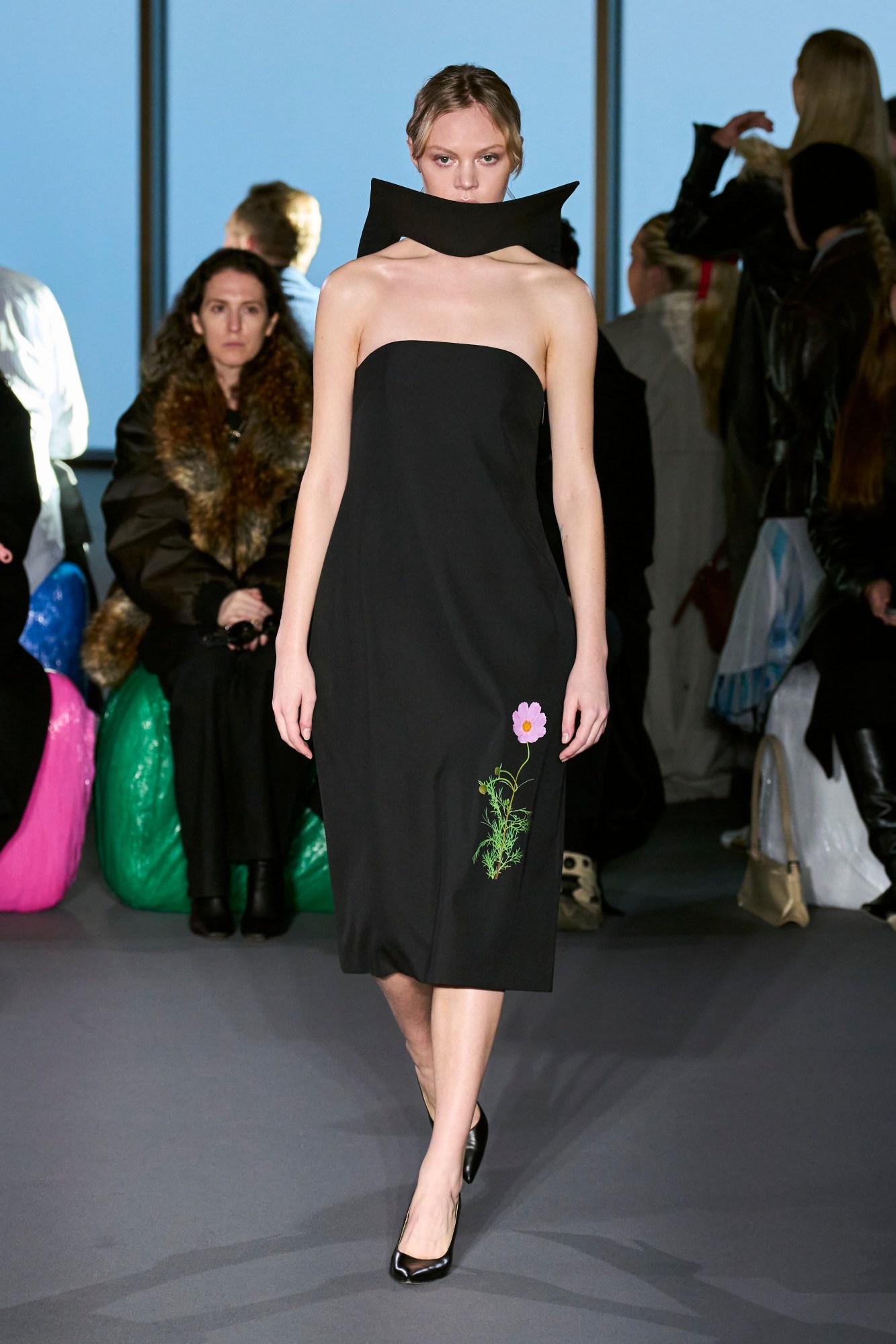 Model walking for Christopher Kane AW23 at London Fashion Week