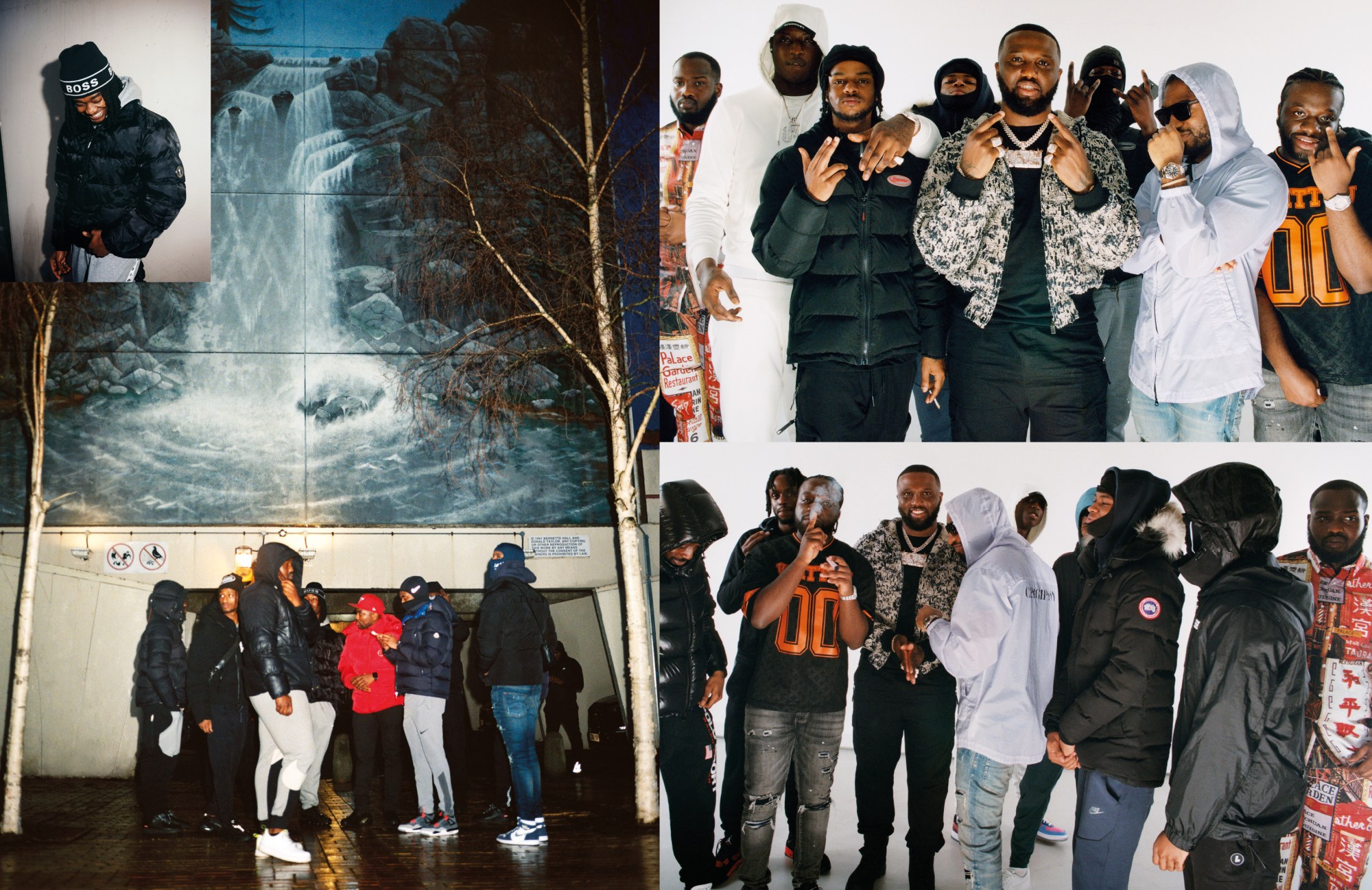 Headie One and his friends photographed by Bolade Banjo in i-D’s The Timeless Issue, no. 371, Spring 2023