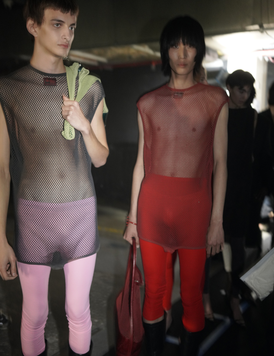 Photograph of models backstage at the Raf Simons SS23 show by Nick Waplington for i-D’s The Timeless Issue, no. 371, Spring 2023