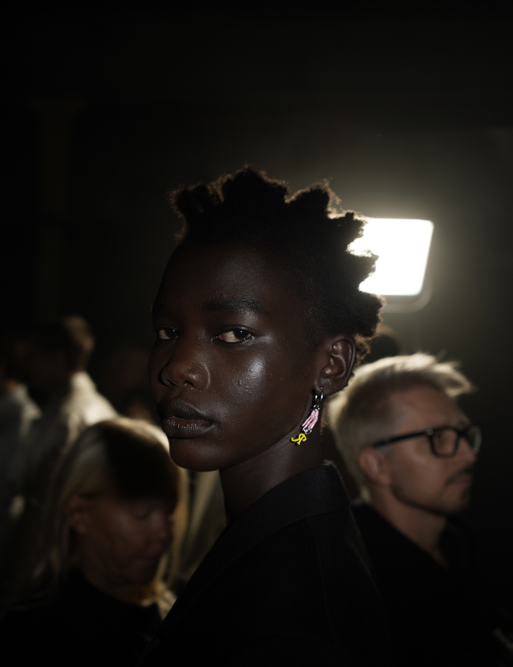 Photograph of a model backstage at the Raf Simons SS23 show by Nick Waplington for i-D’s The Timeless Issue, no. 371, Spring 2023