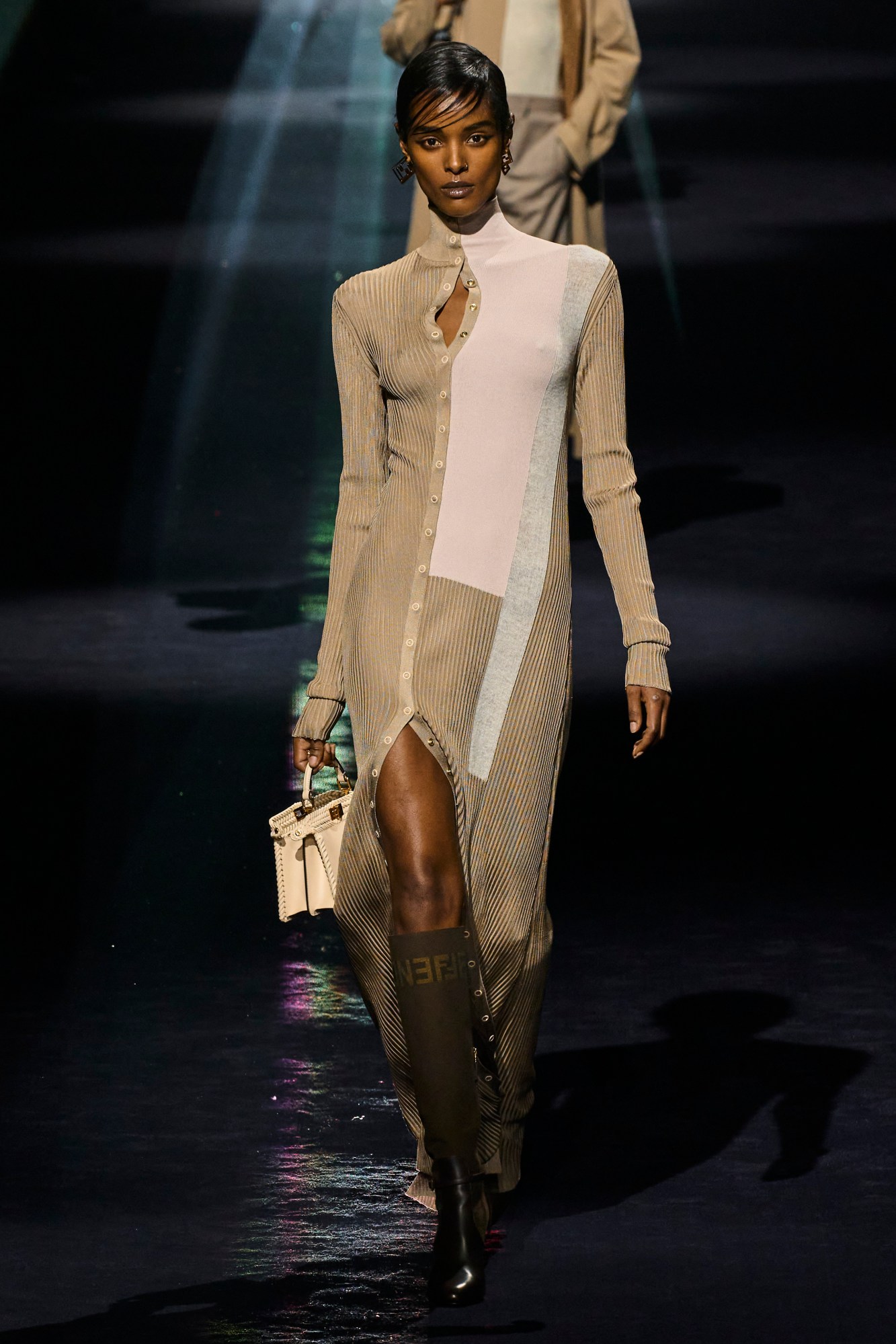 Model walking for Fendi at Milan Fashion Week AW23