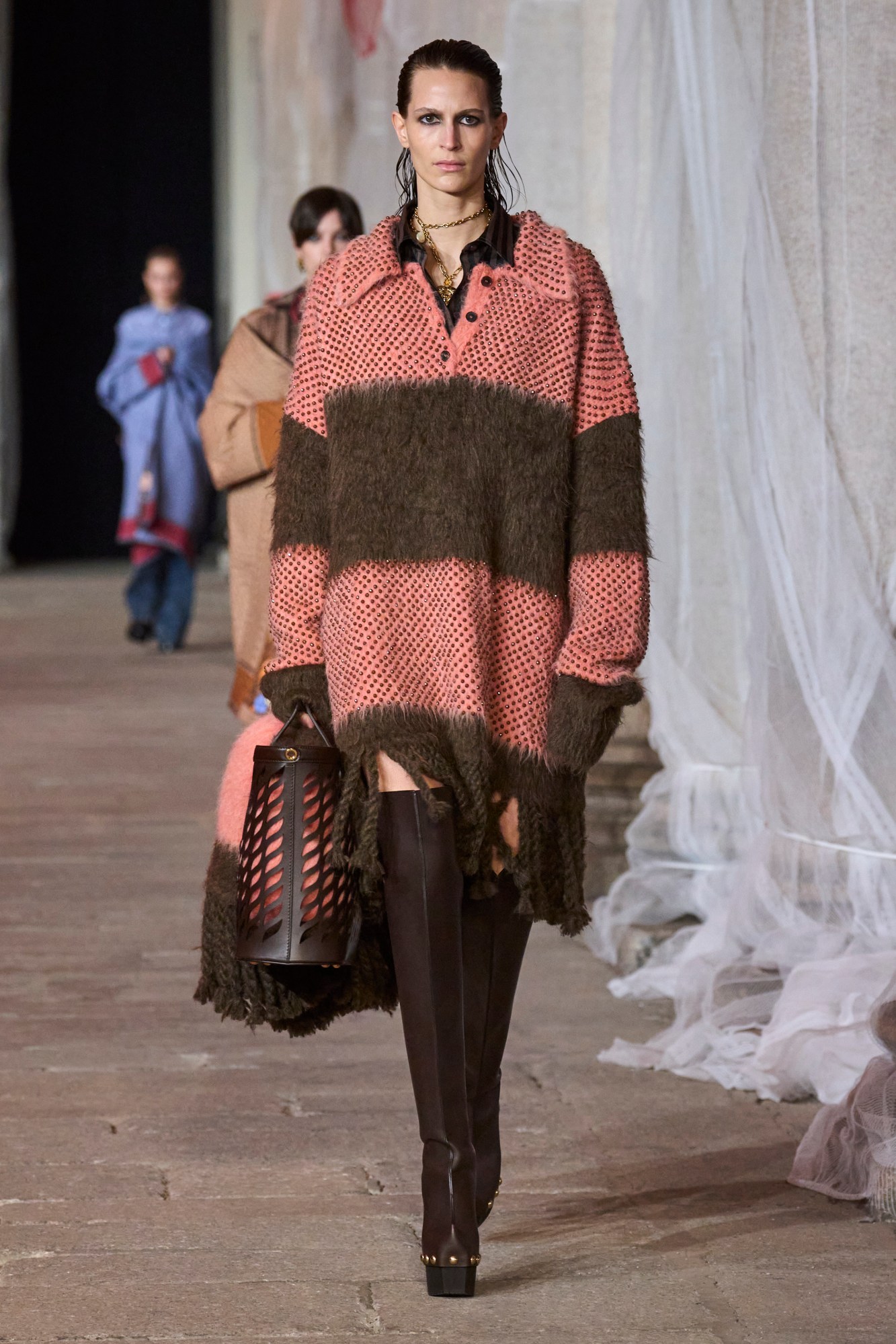 Model walking for Etro at Milan Fashion Week AW23